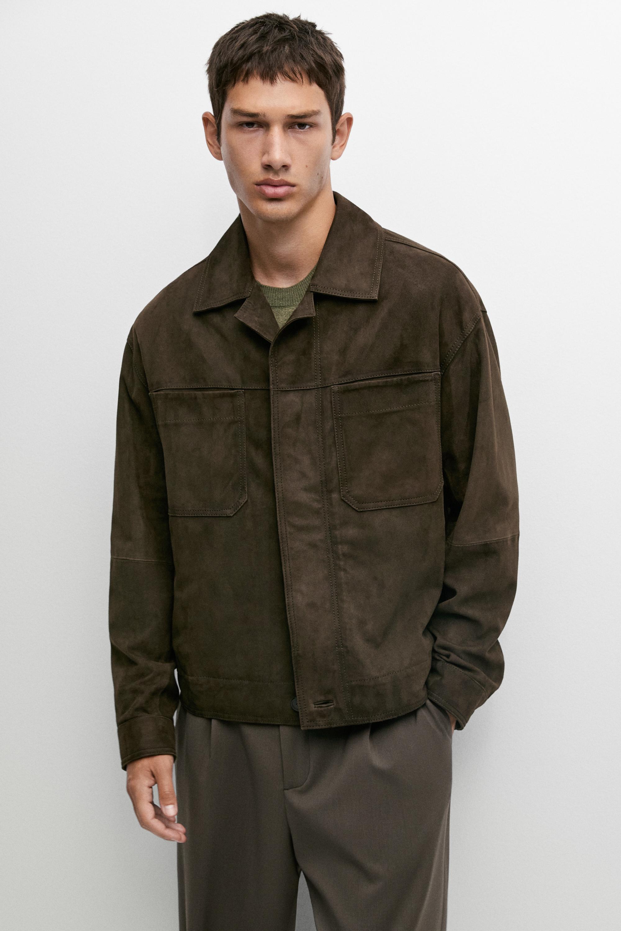 Relaxed fit suede leather jacket