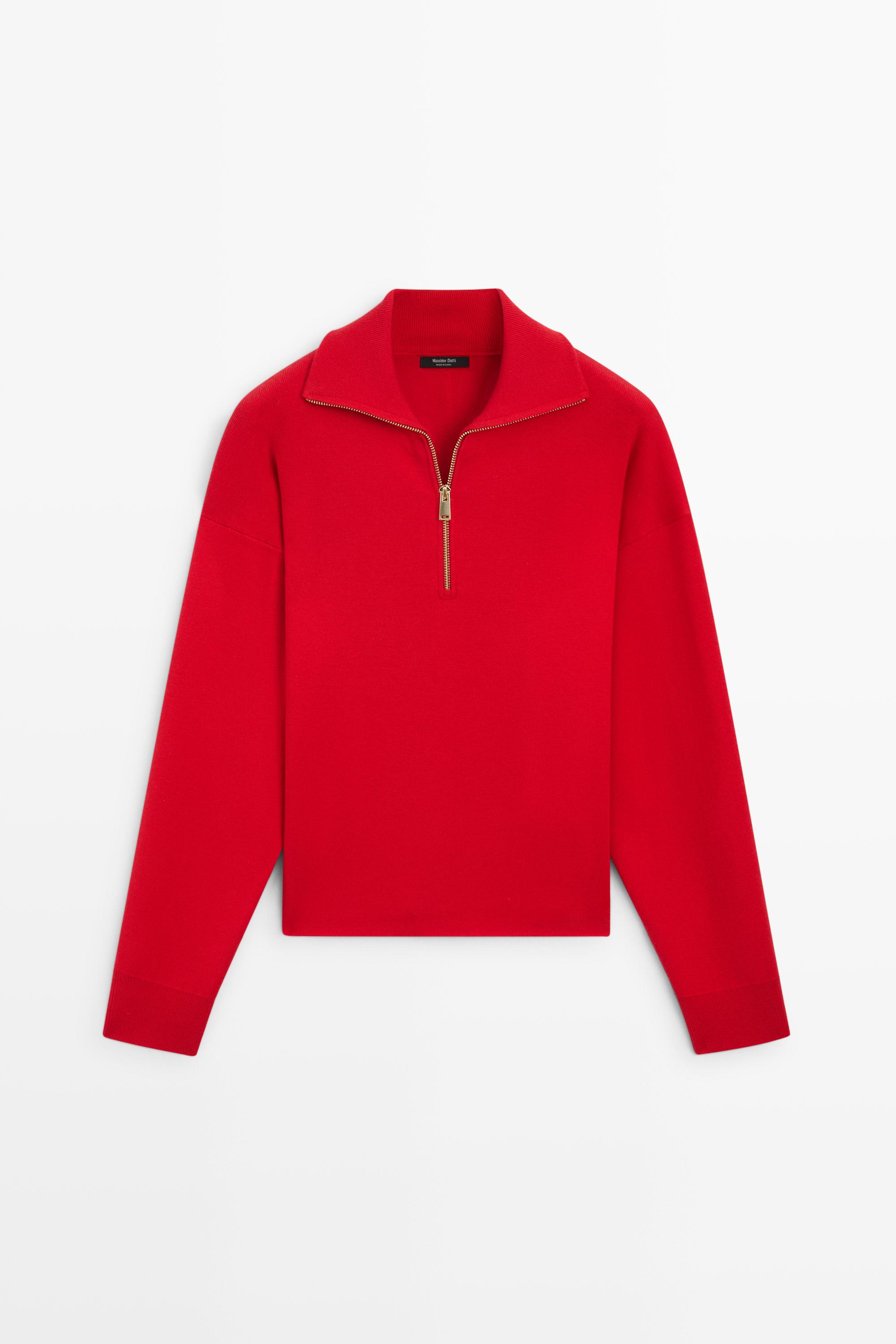 Cotton blend quarter-zip knit polo sweater