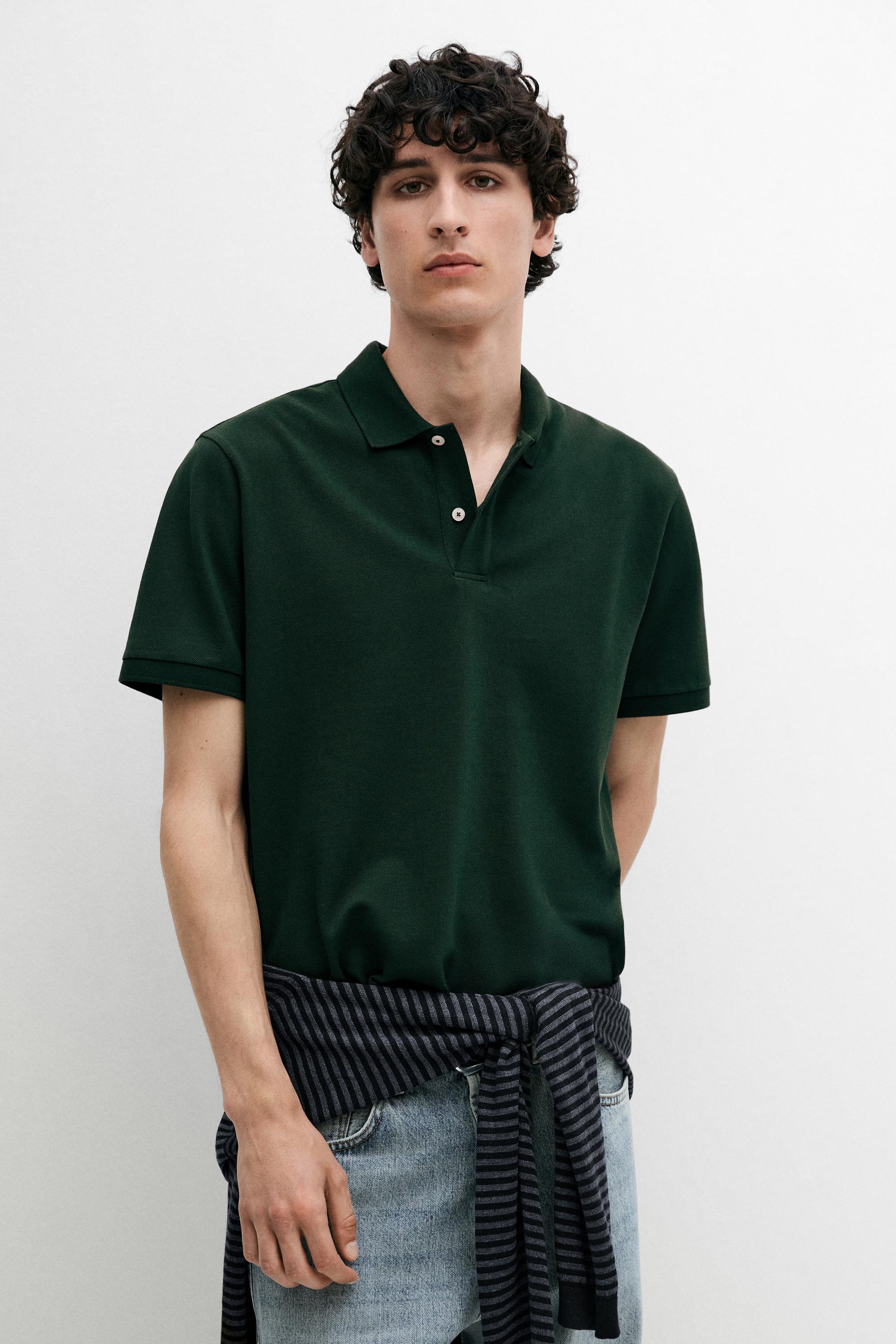 Micro textured cotton piqué polo shirt