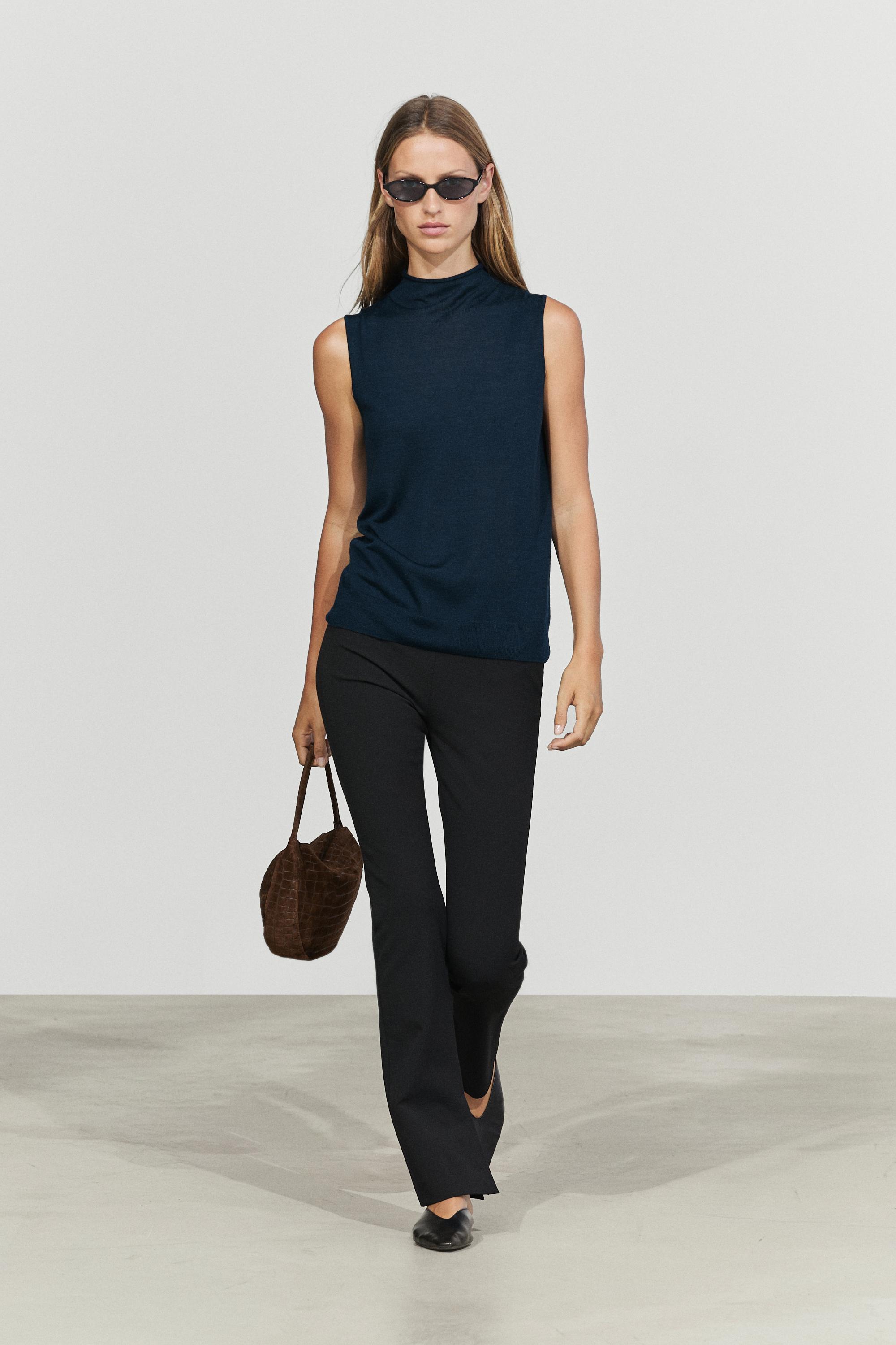 100% wool mock turtleneck knit top
