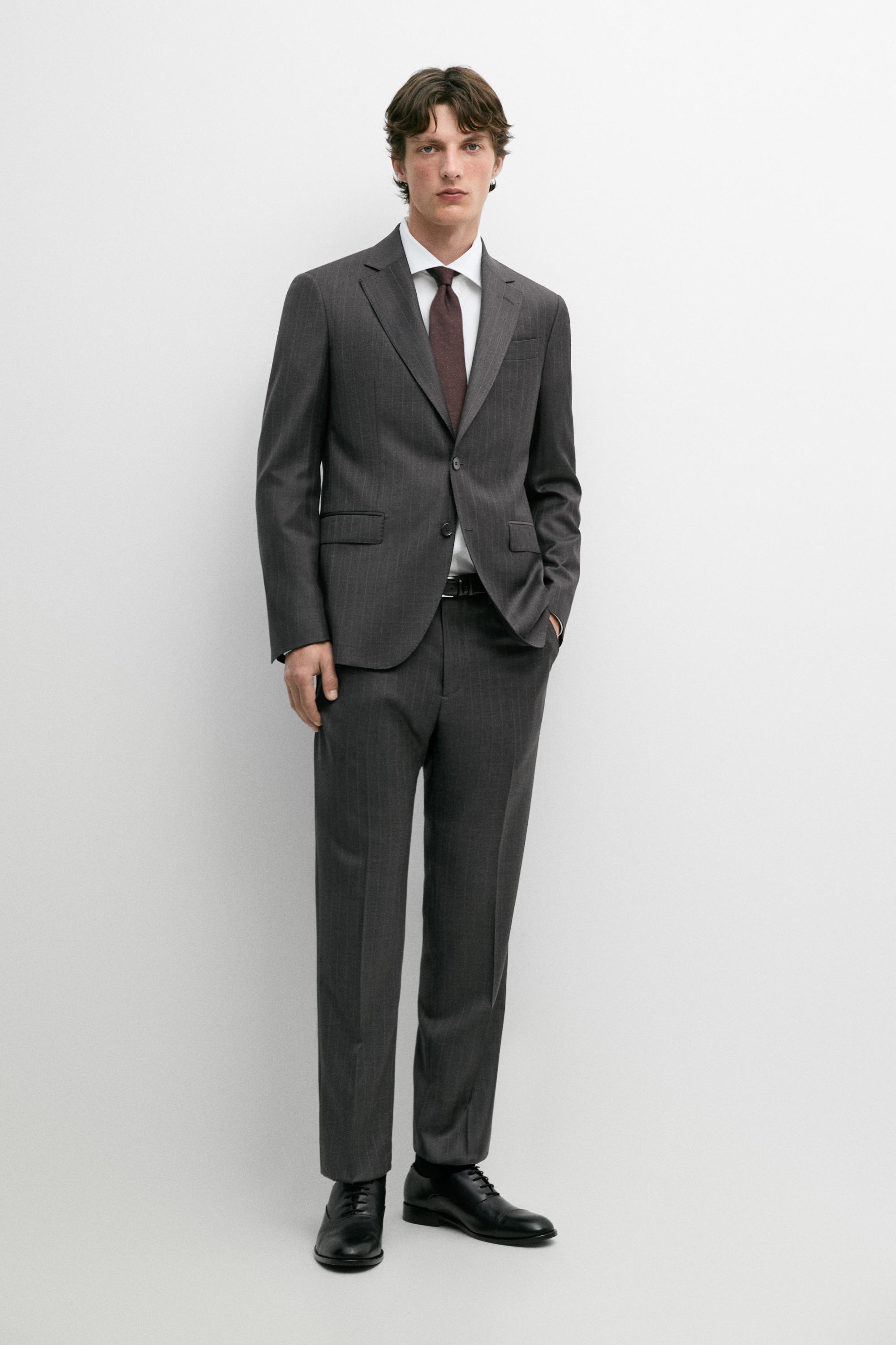 100% wool striped suit blazer