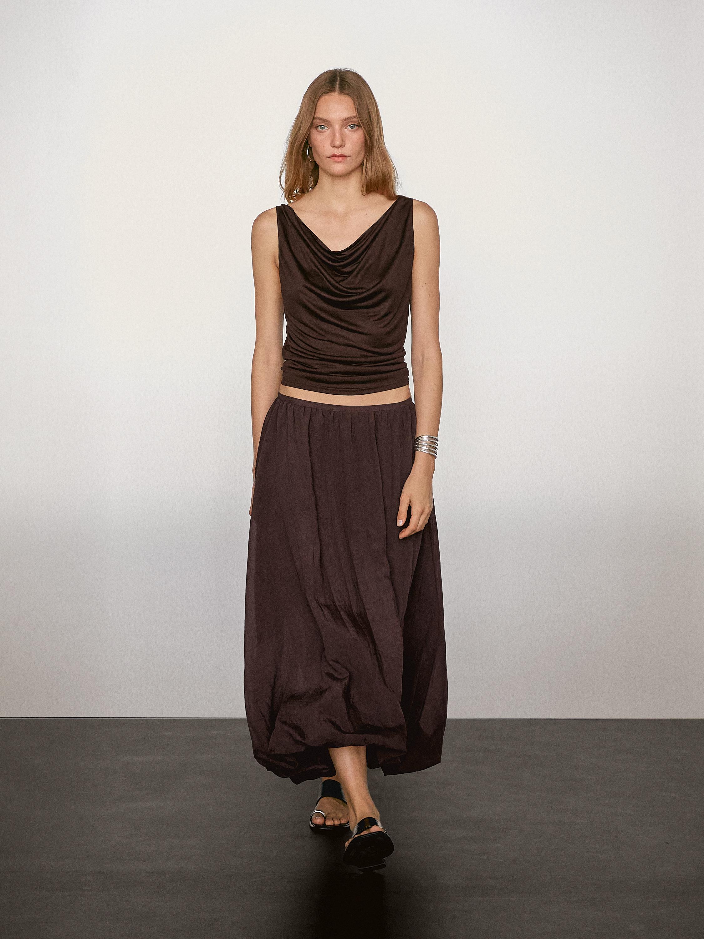 Flowing draped neck top