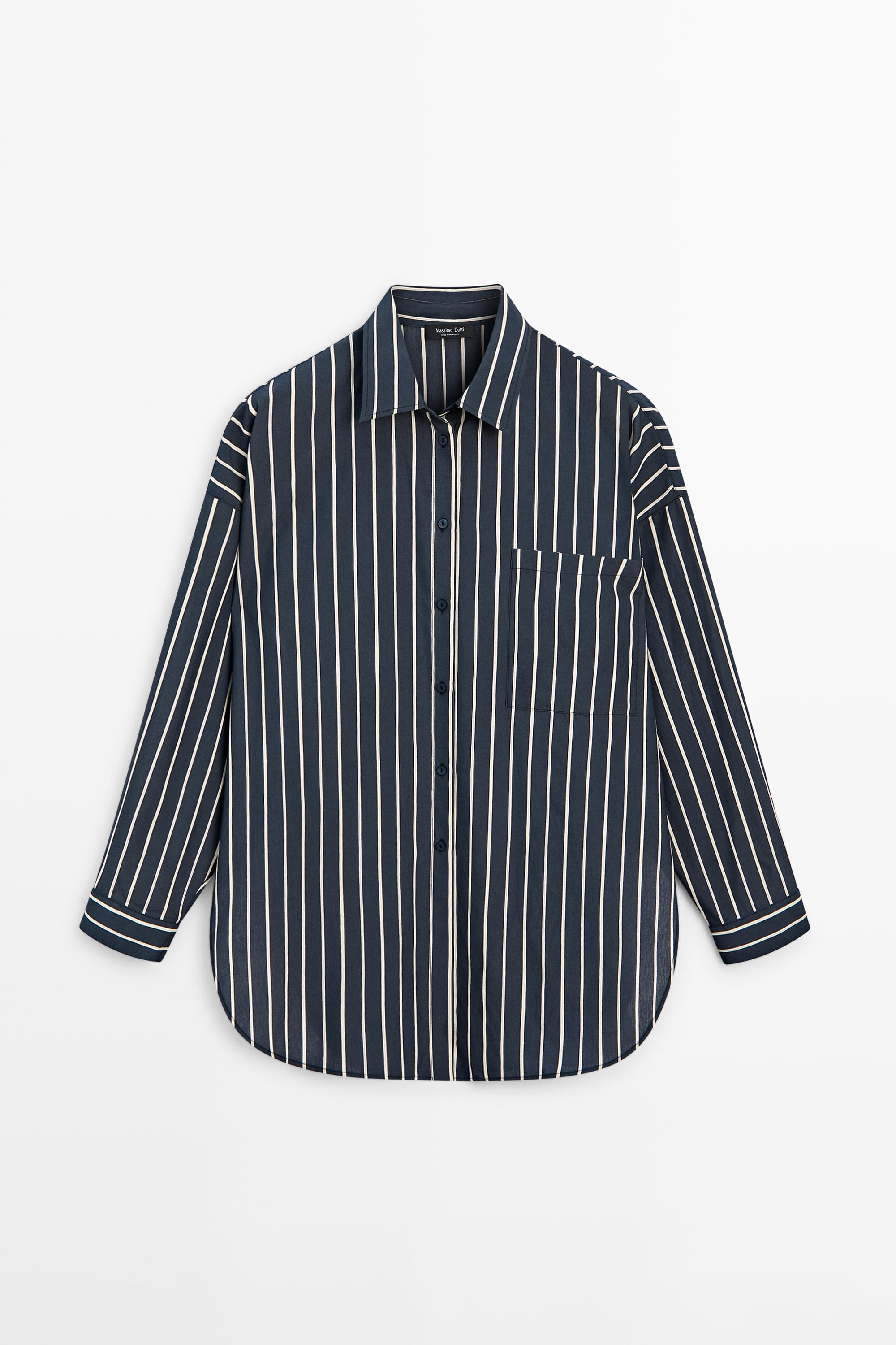 Striped flowing shirt with pocket detail