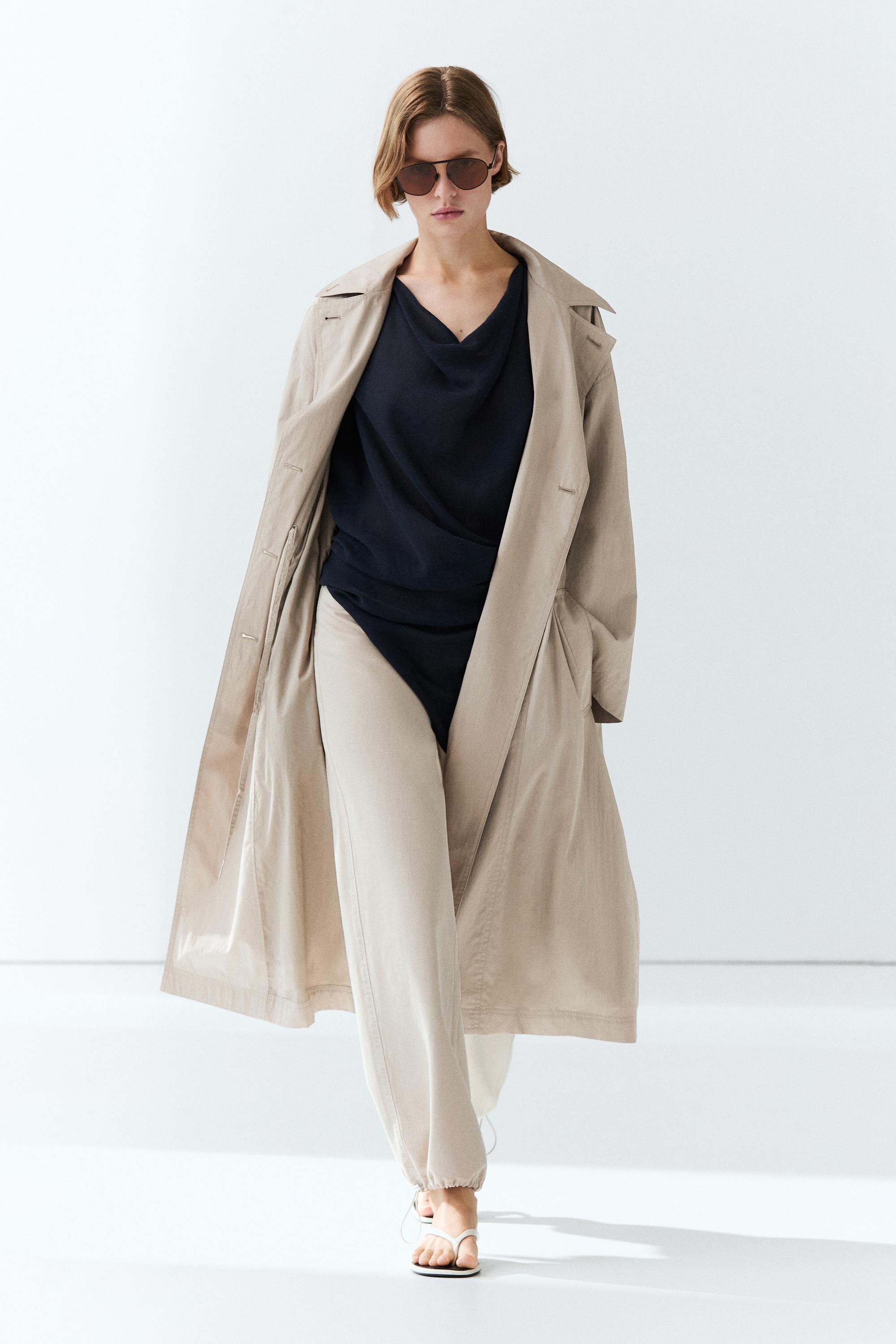 Cotton blend technical trench coat
