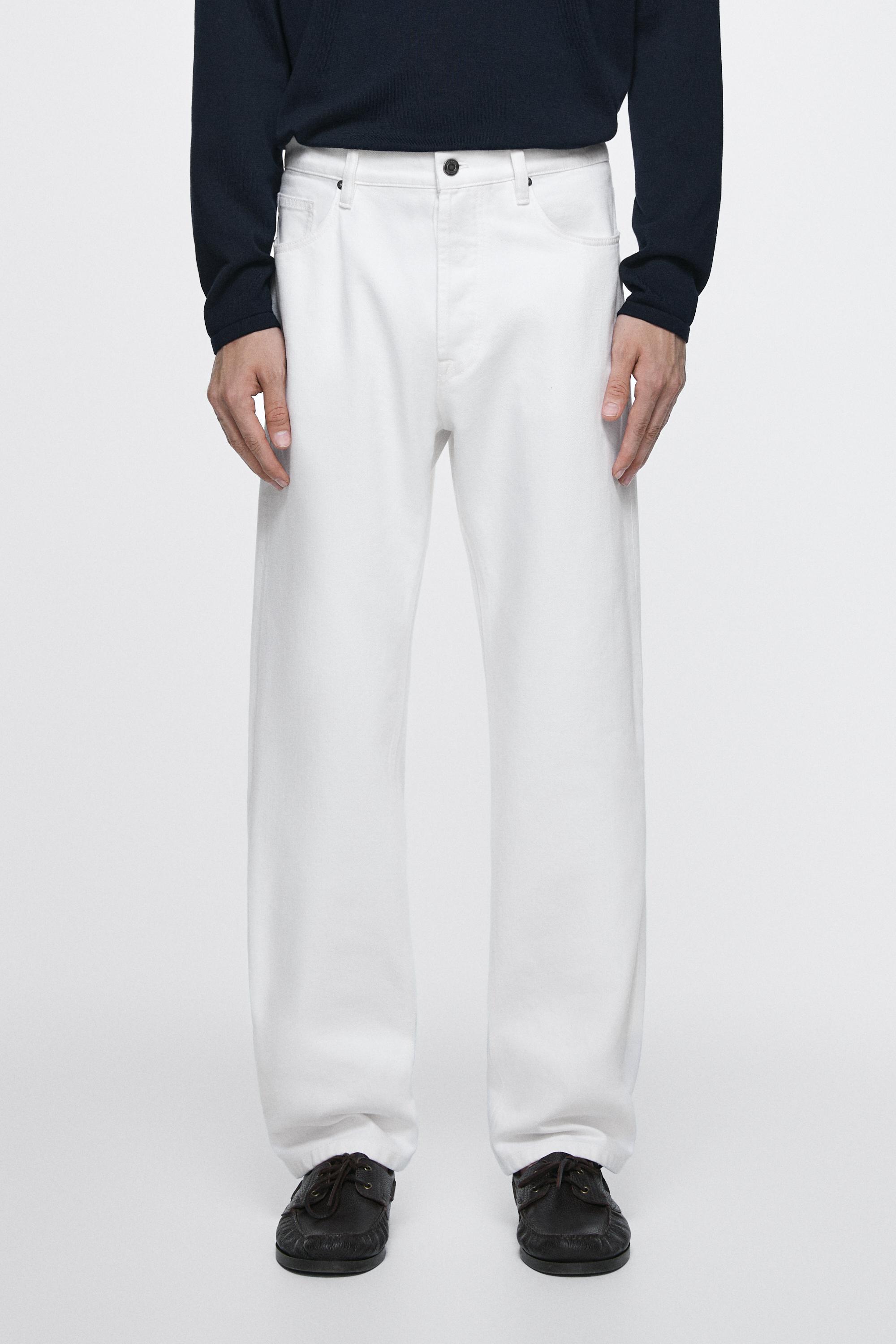Straight-leg denim-effect pants