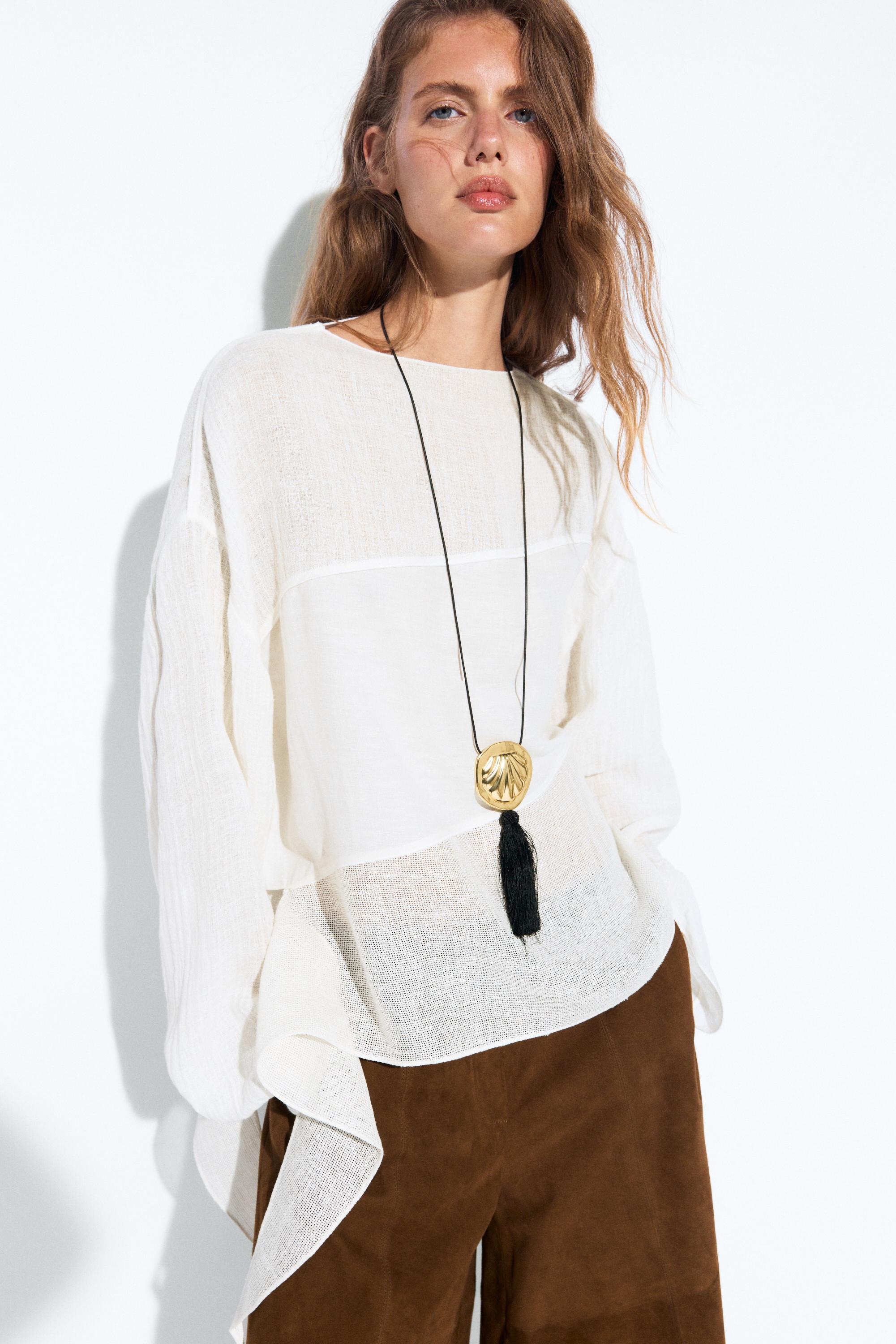 Linen blend mixed fabric shirt