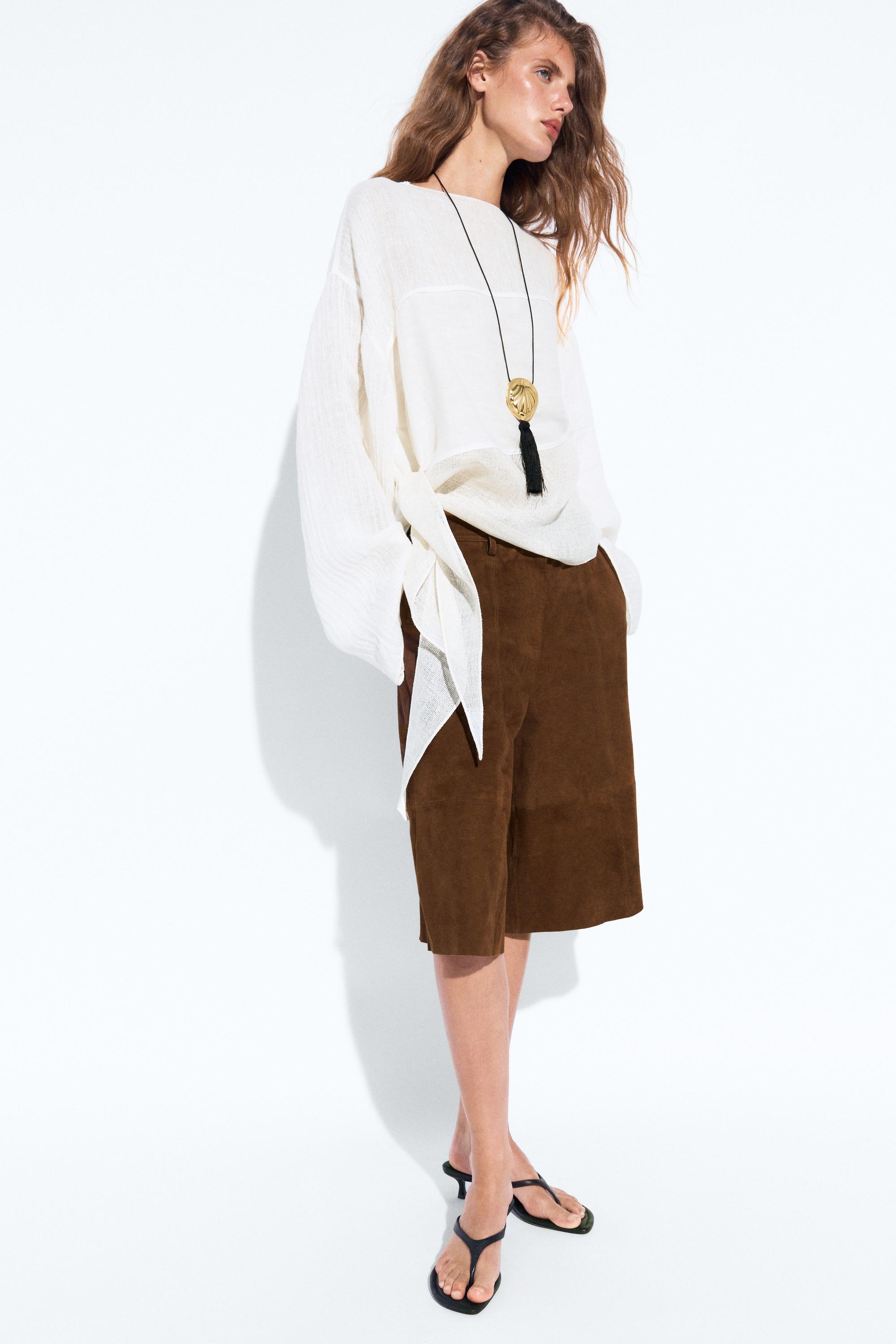 Linen blend mixed fabric shirt