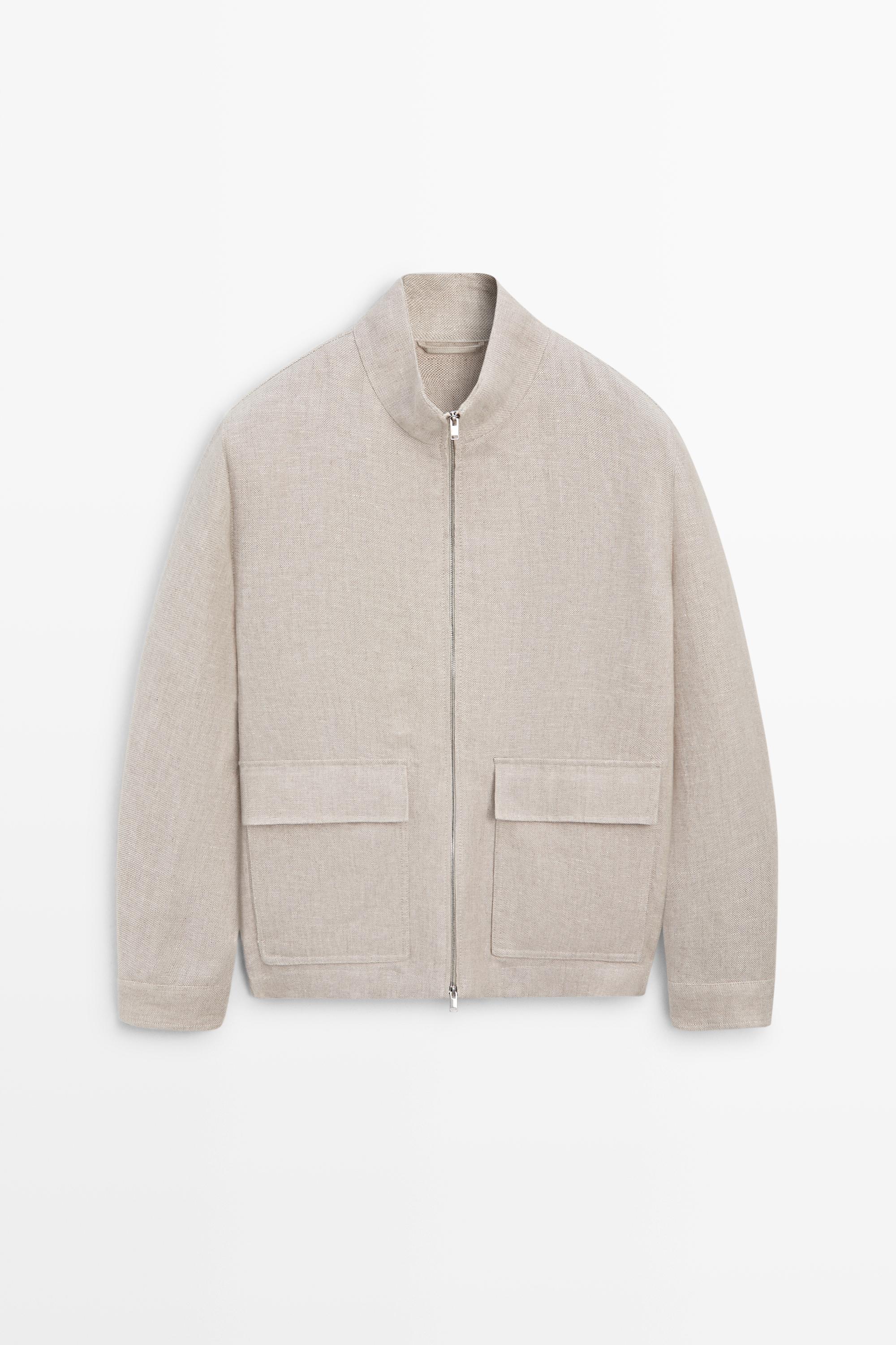 100% linen total look jacket with pockets