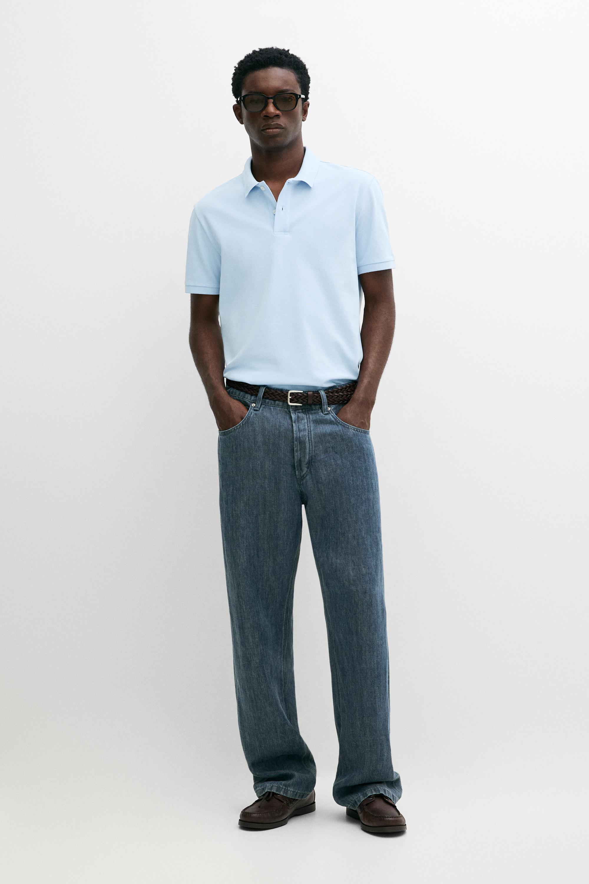 Micro textured cotton piqué polo shirt