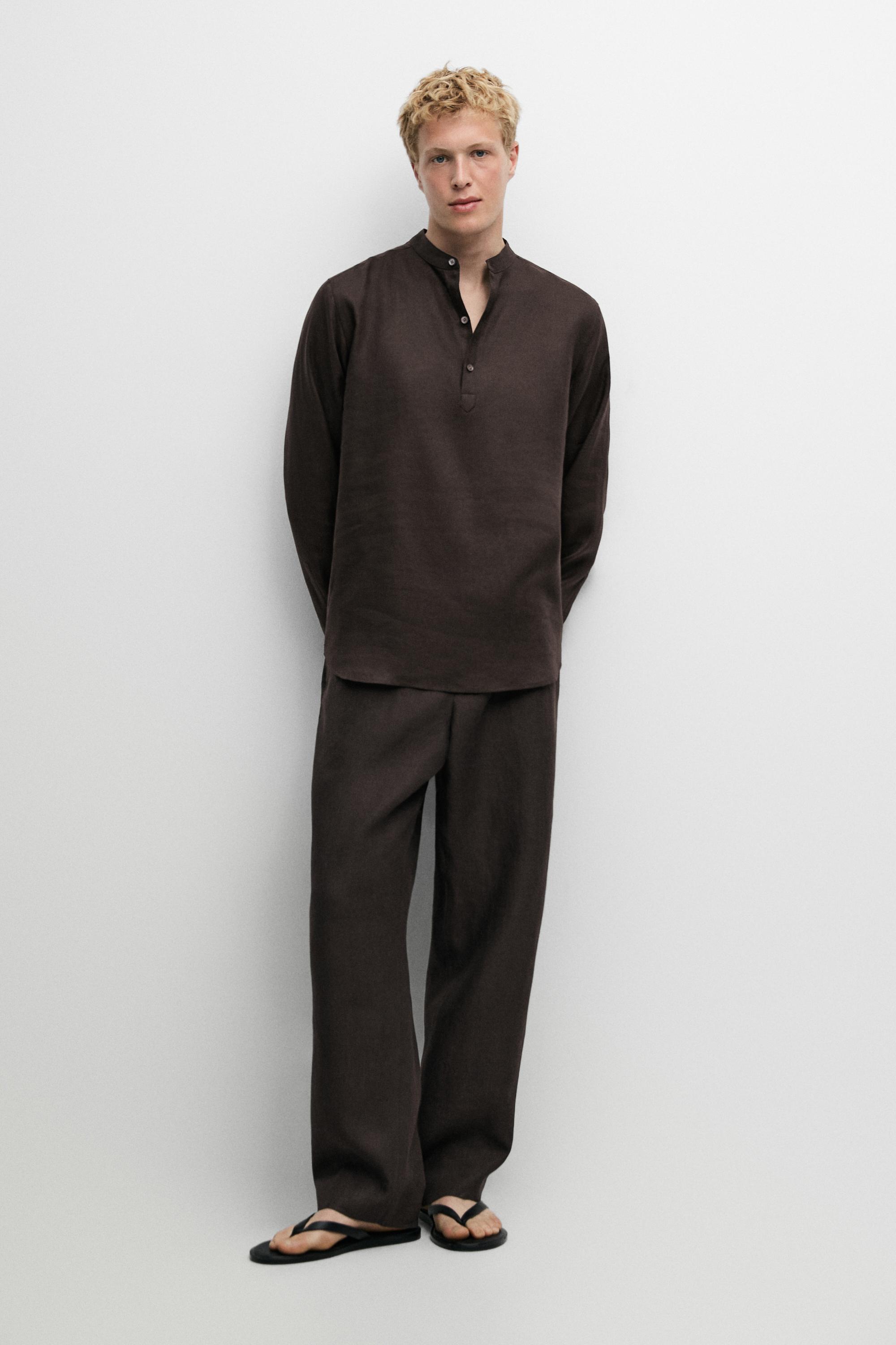 100% linen houndstooth pants