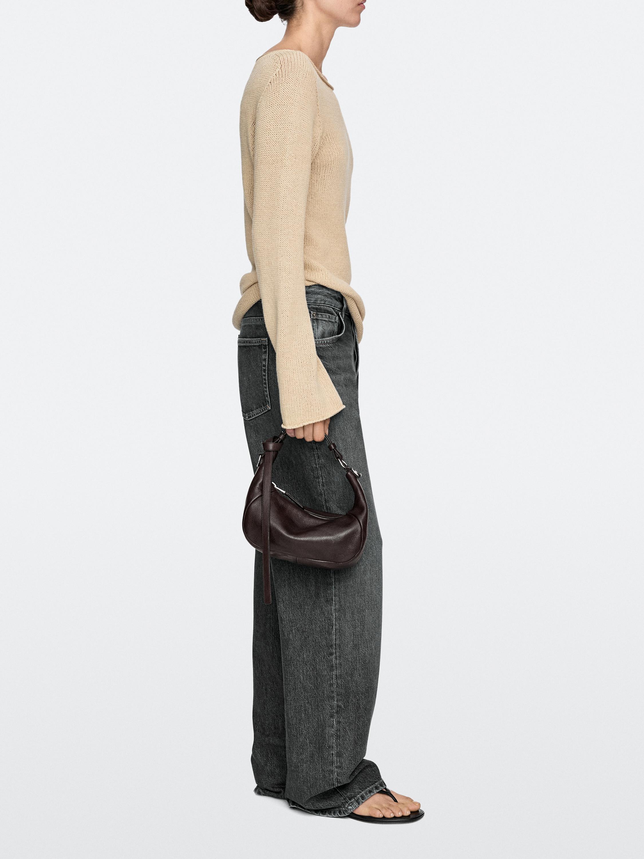 Nappa leather bag with metal buckle
