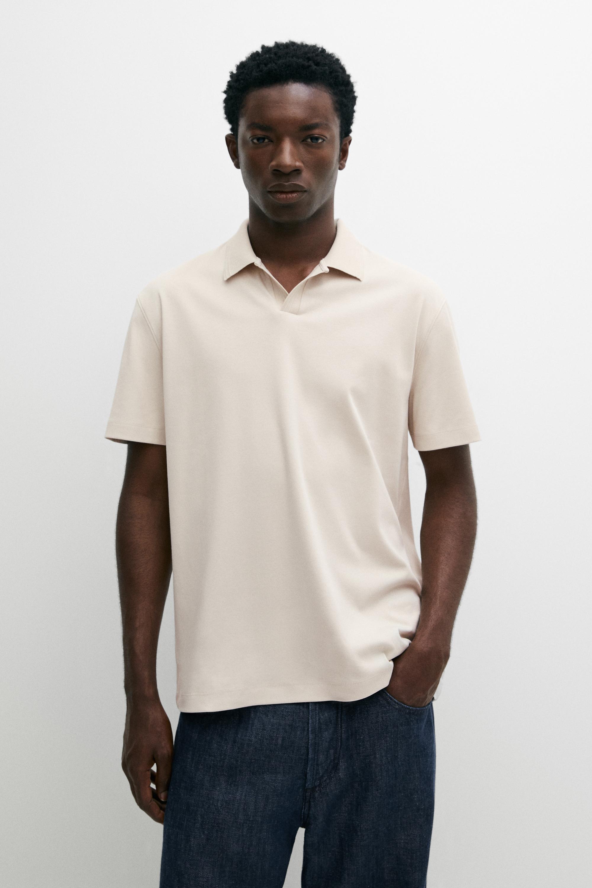 100% cotton V-neck knit polo