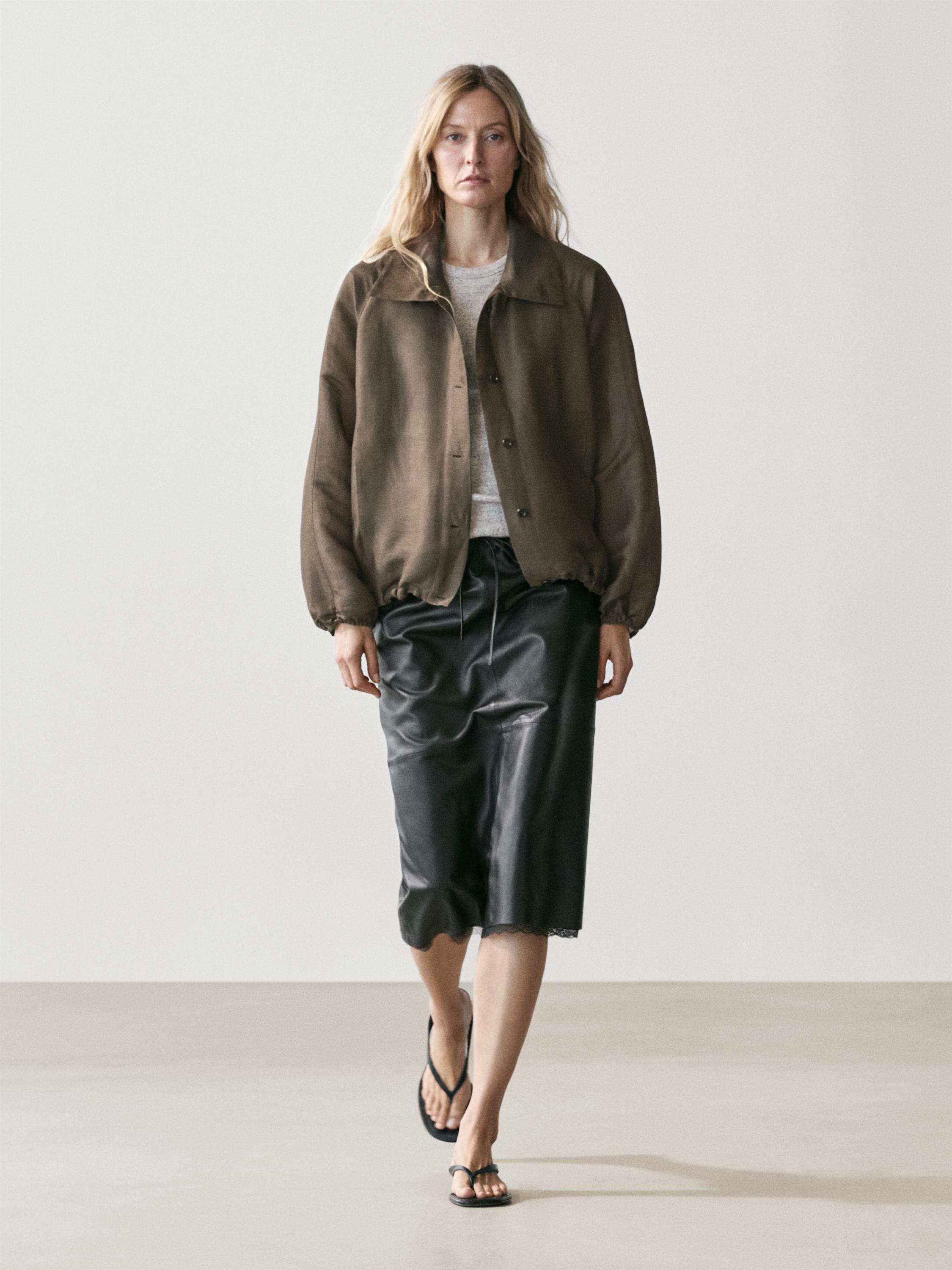 Linen and silk bomber jacket