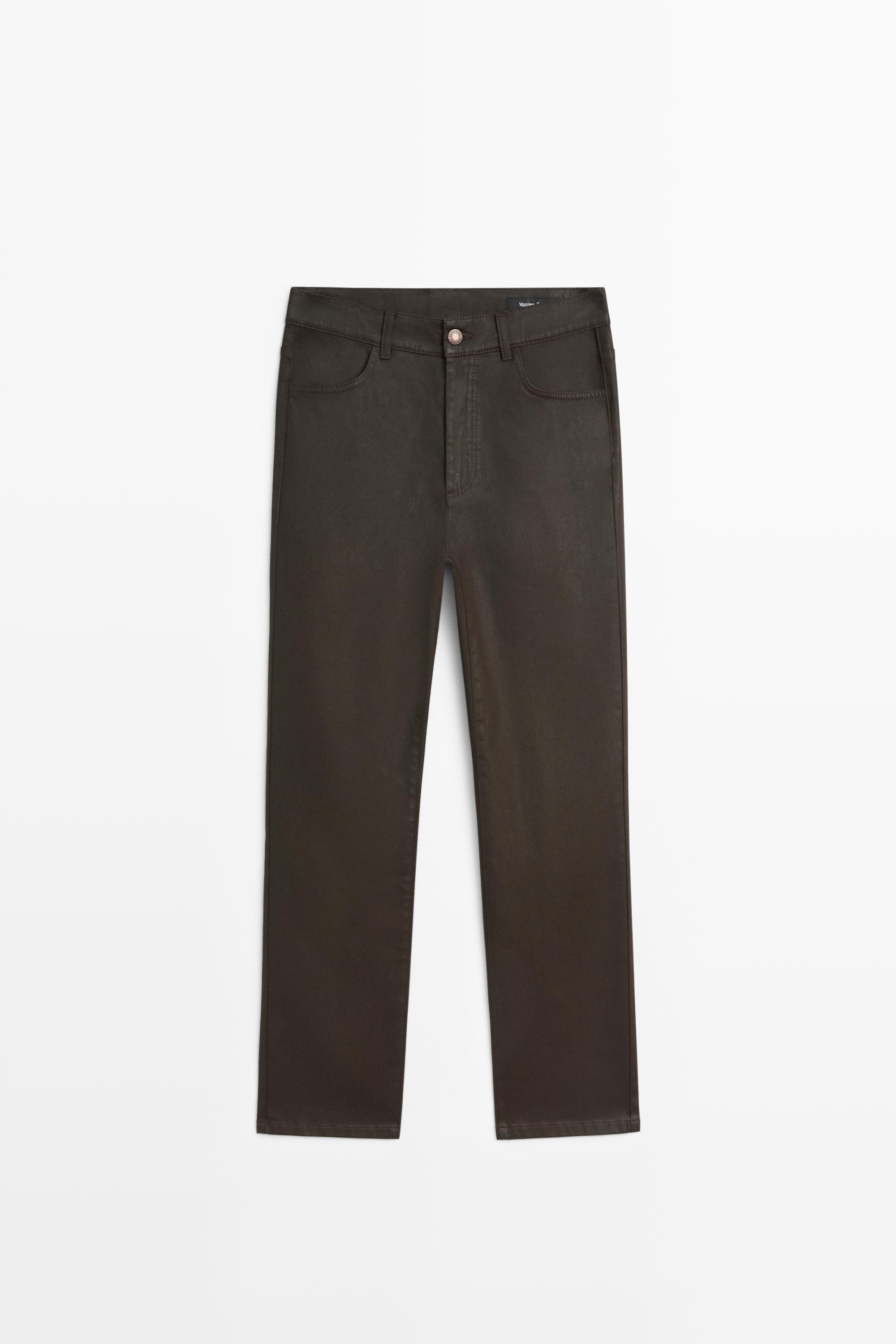 Waxed straight-leg pants