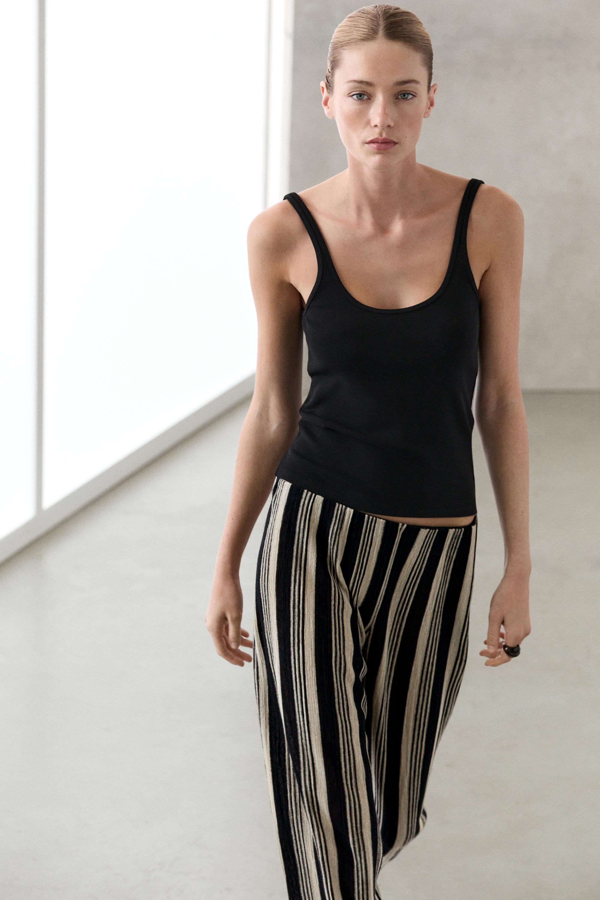 Strappy cotton blend top