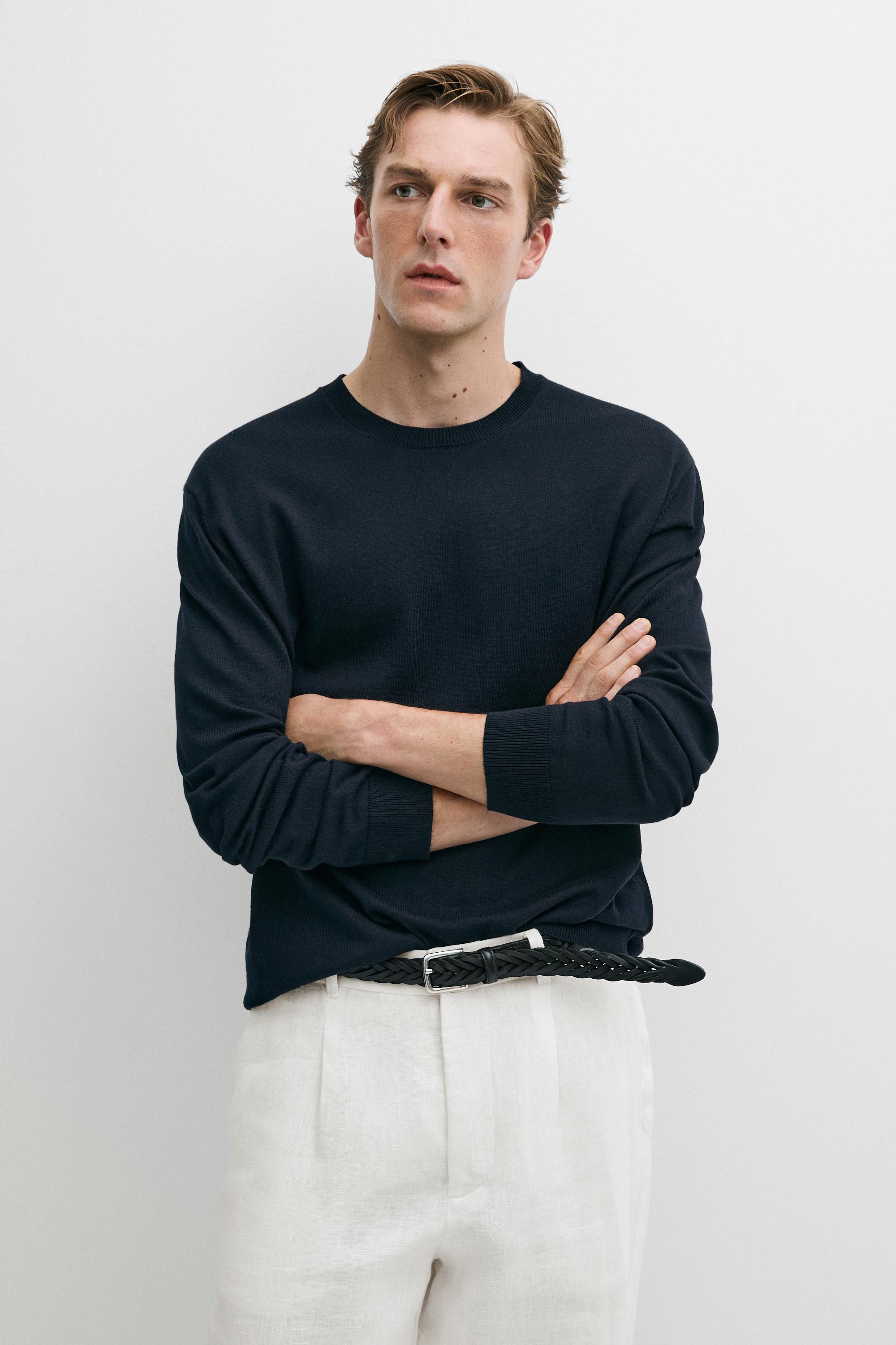 Cotton blend knit sweater