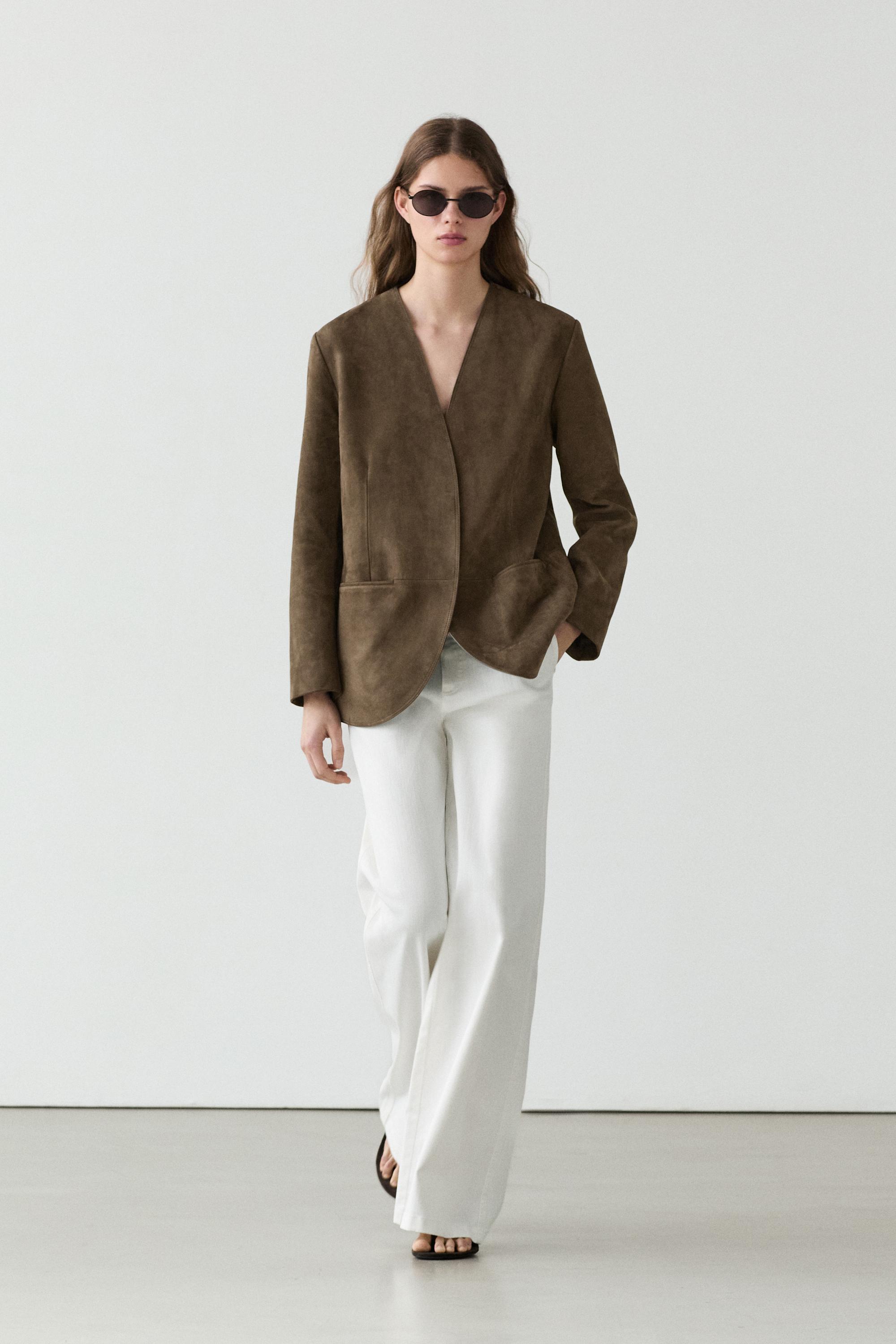 Suede leather blazer