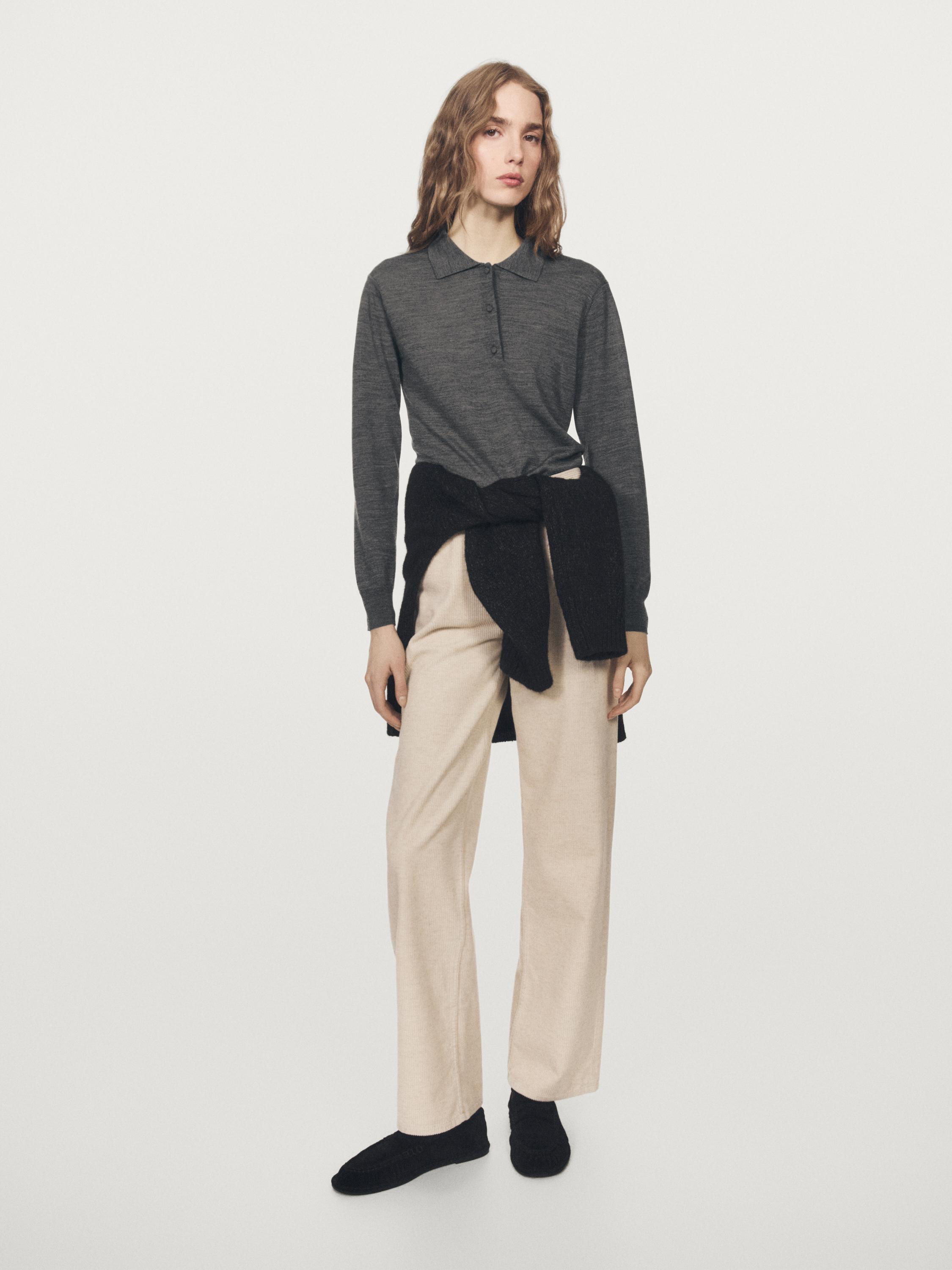 Wool knit polo sweater