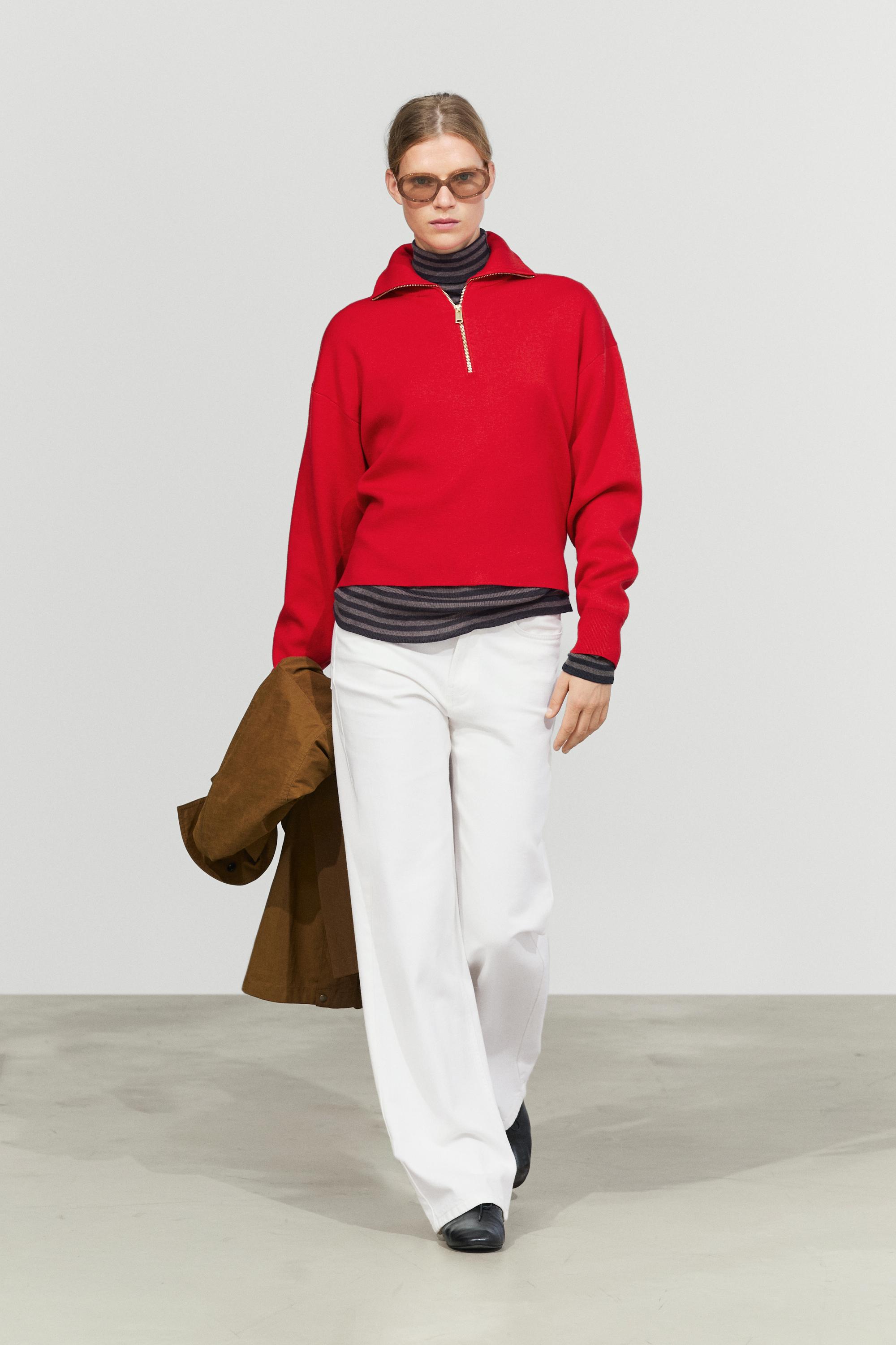 Cotton blend quarter-zip knit polo sweater