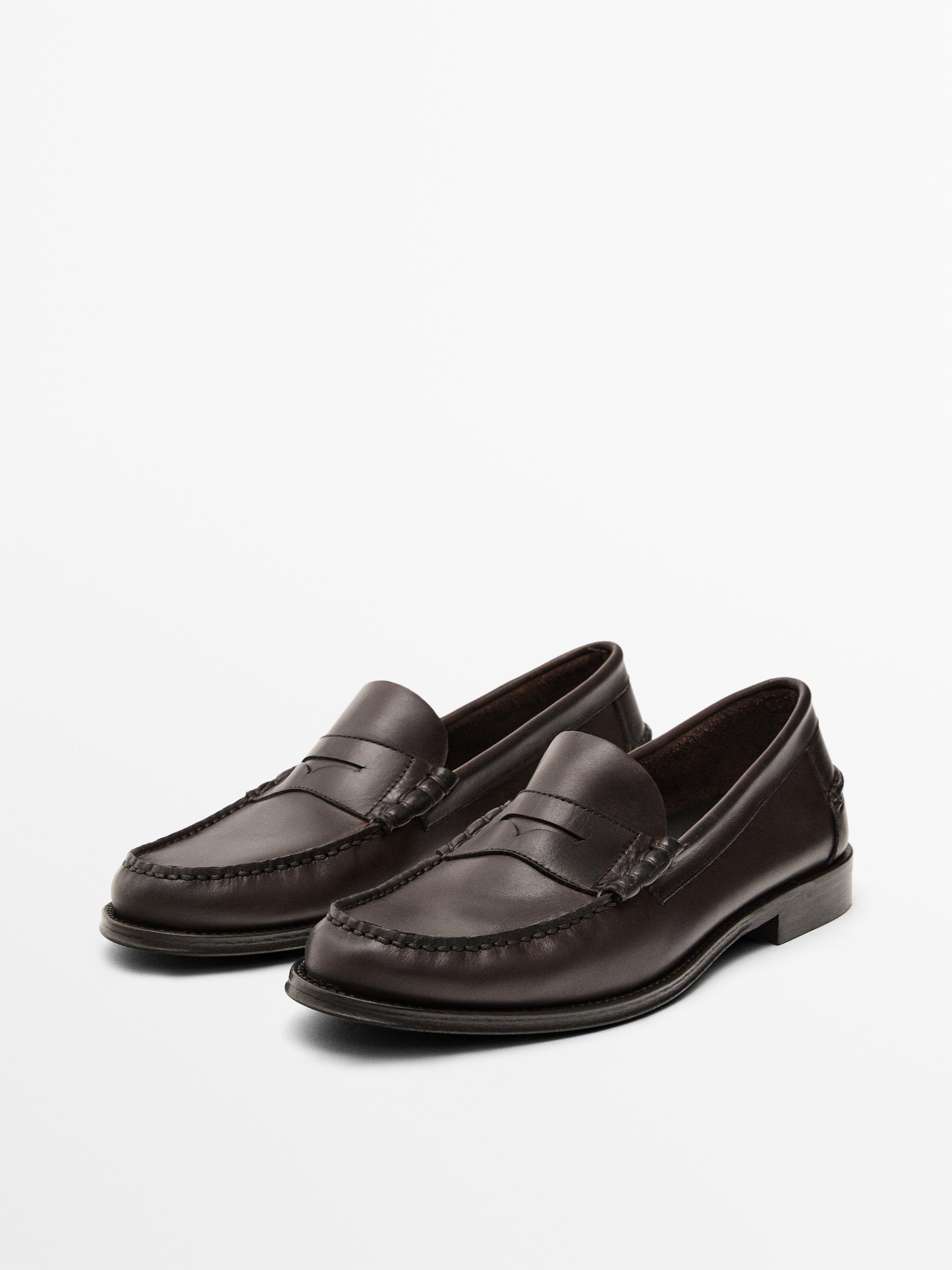 Soft oiled leather penny loafers
