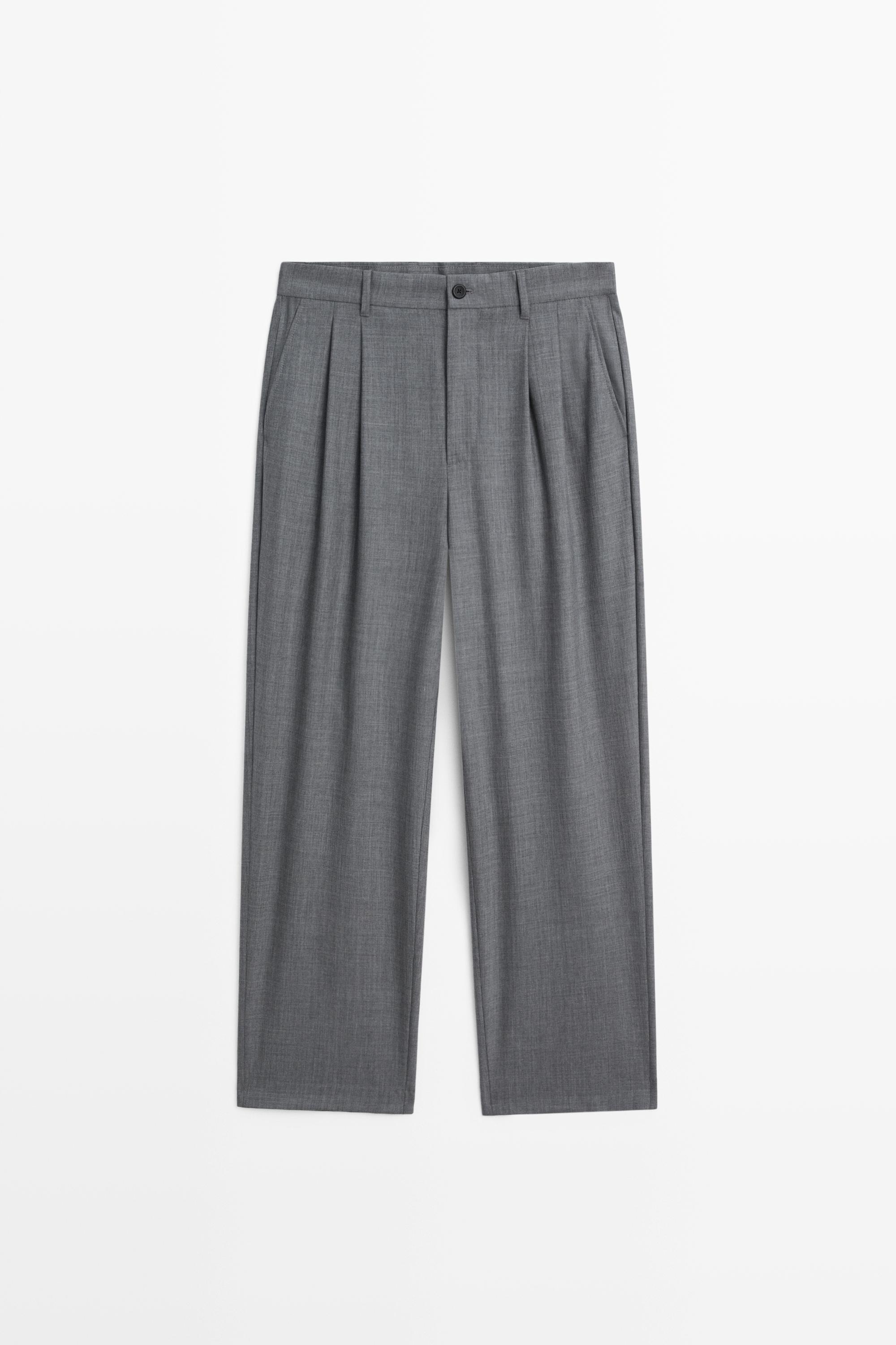 Relaxed fit cool wool darted pants