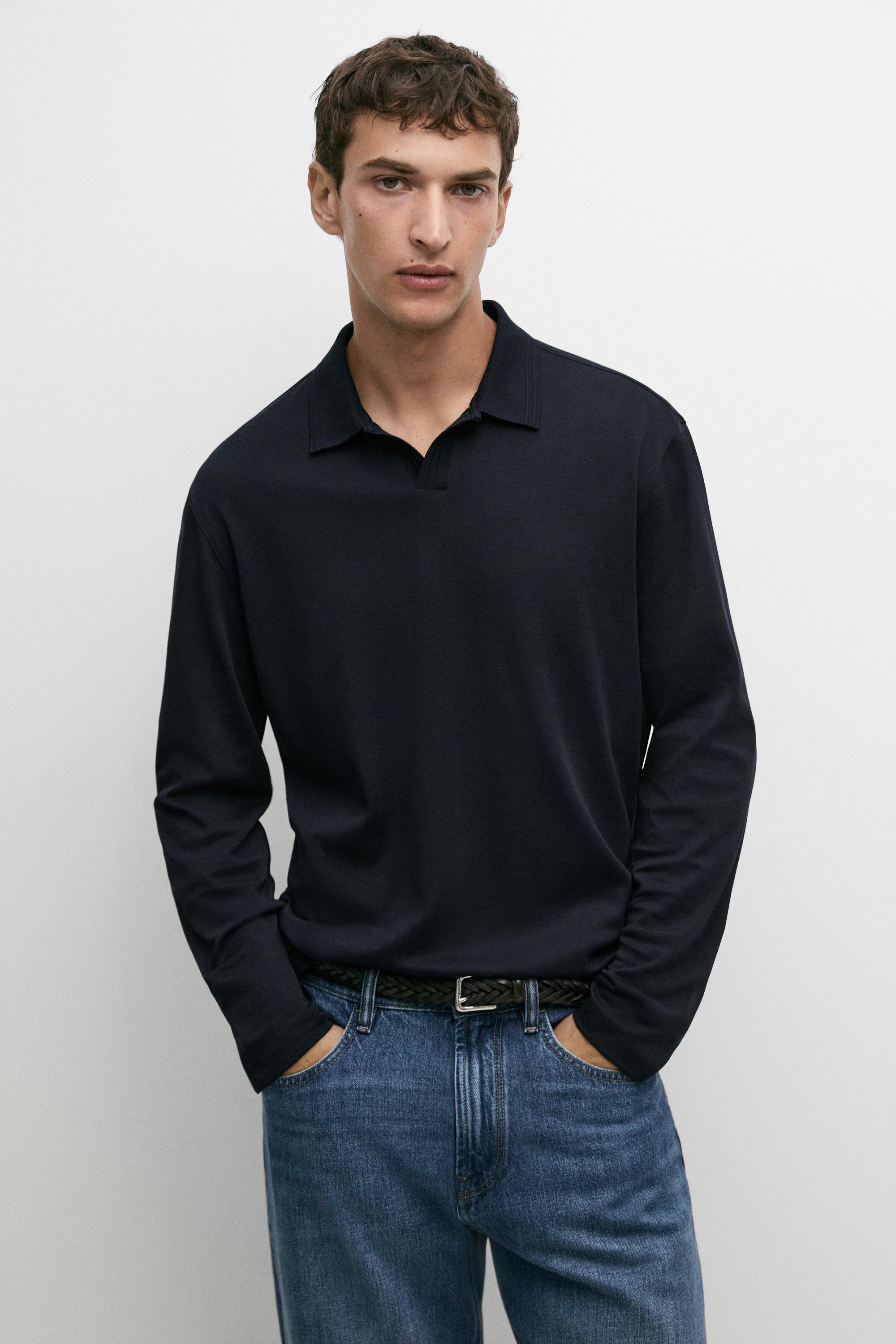 100% 纯棉长袖 Polo 衫