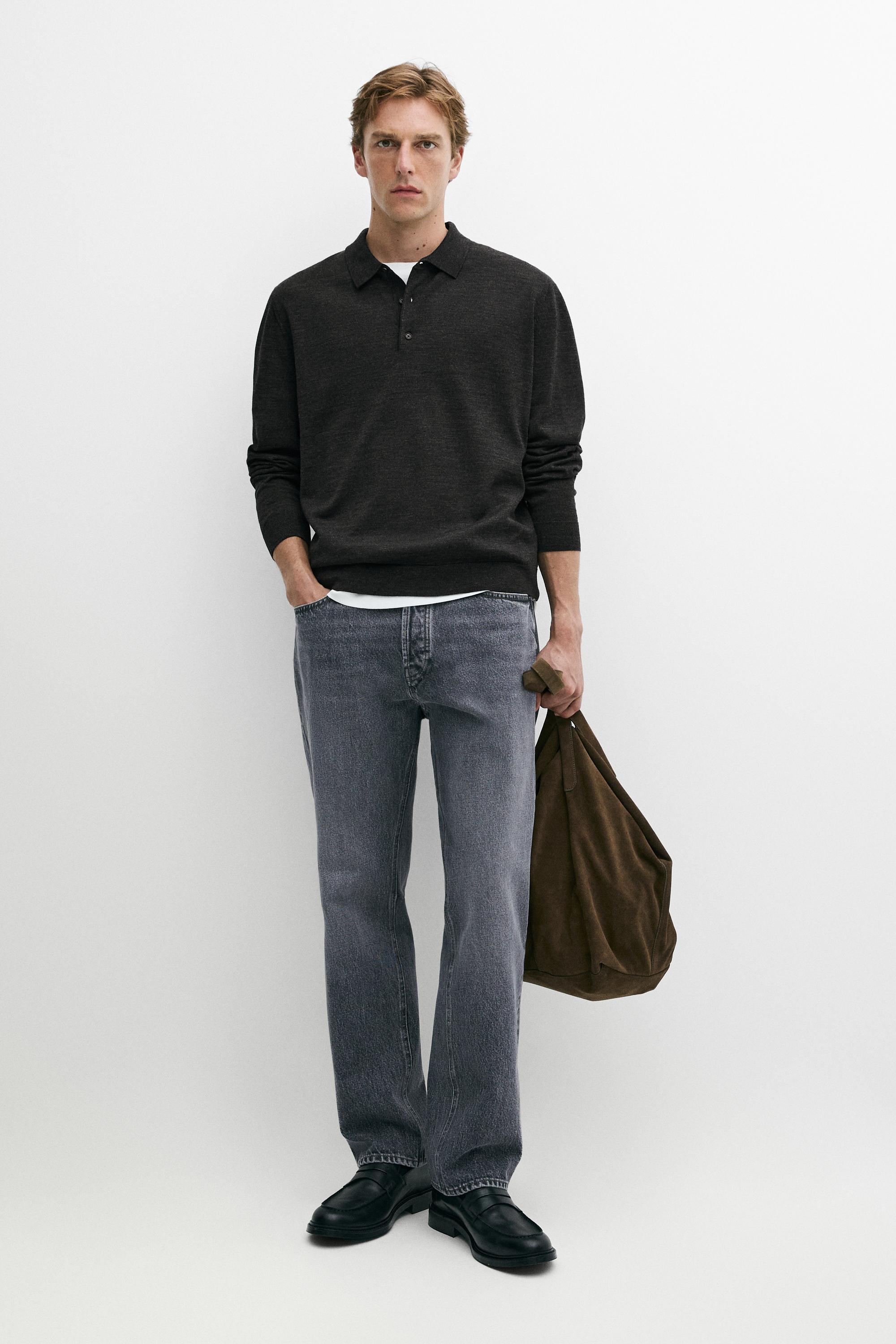 100% merino wool knit polo sweater