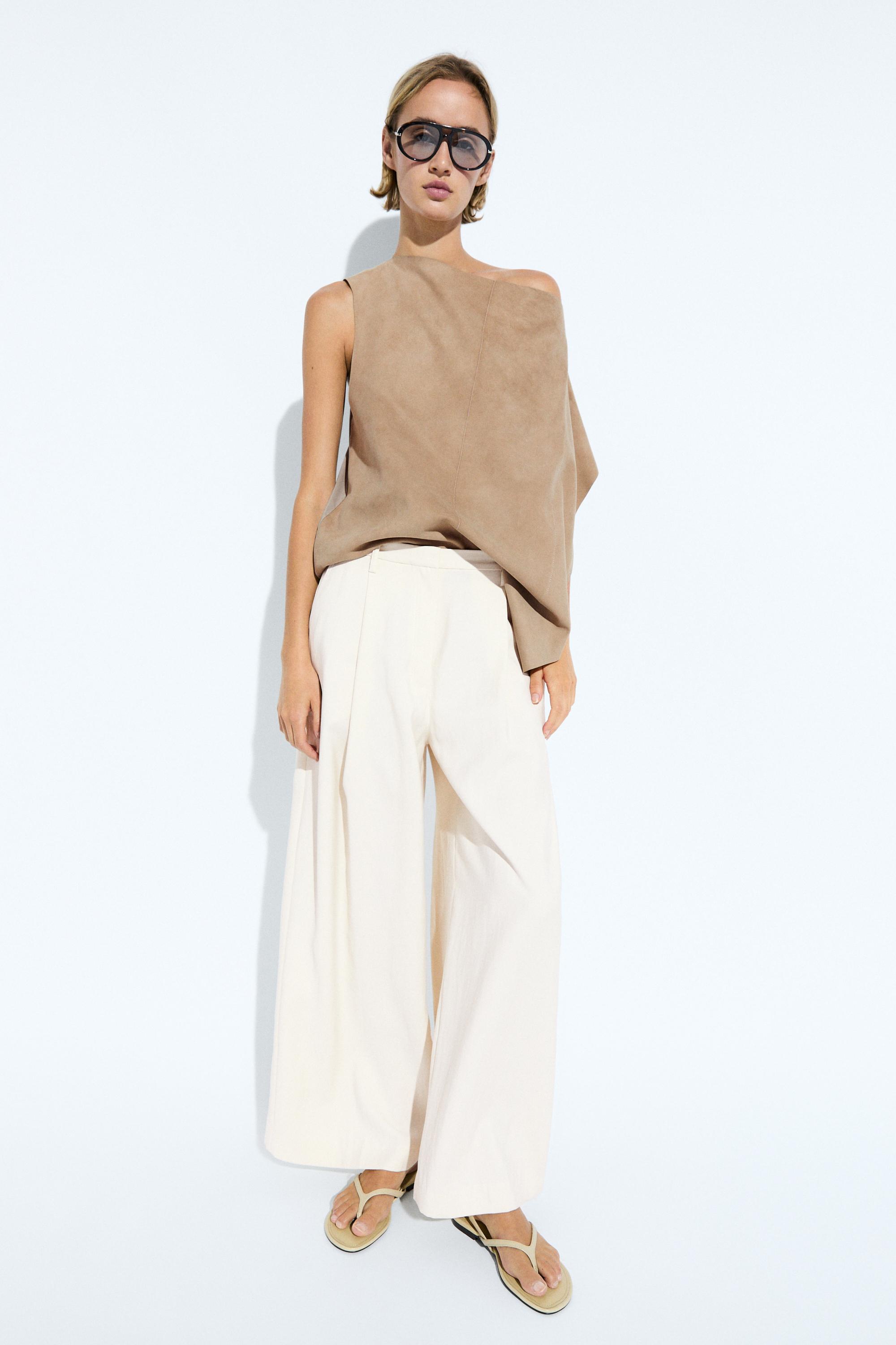 Flowing cropped wide-leg pants