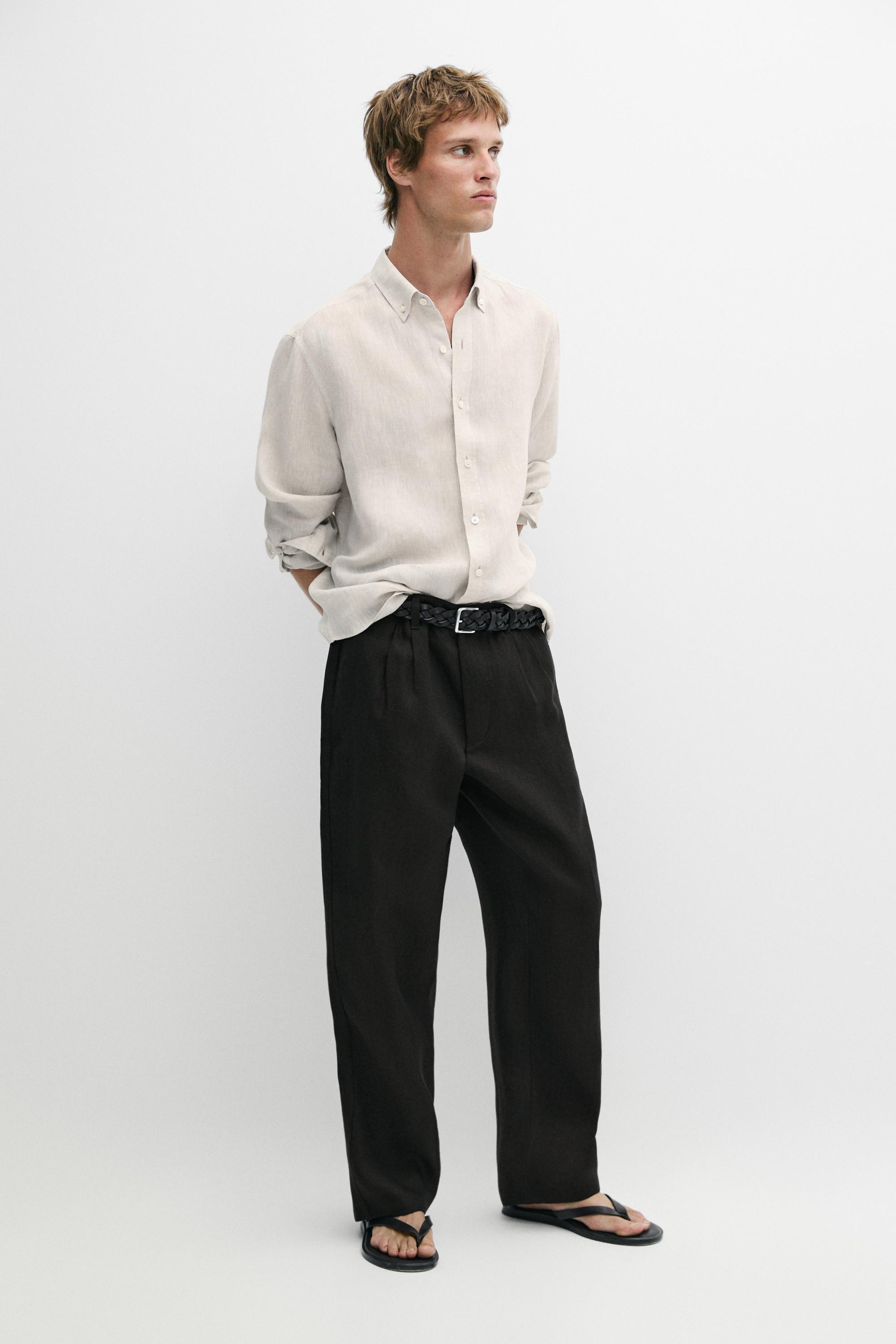 100% linen pants with dart detail