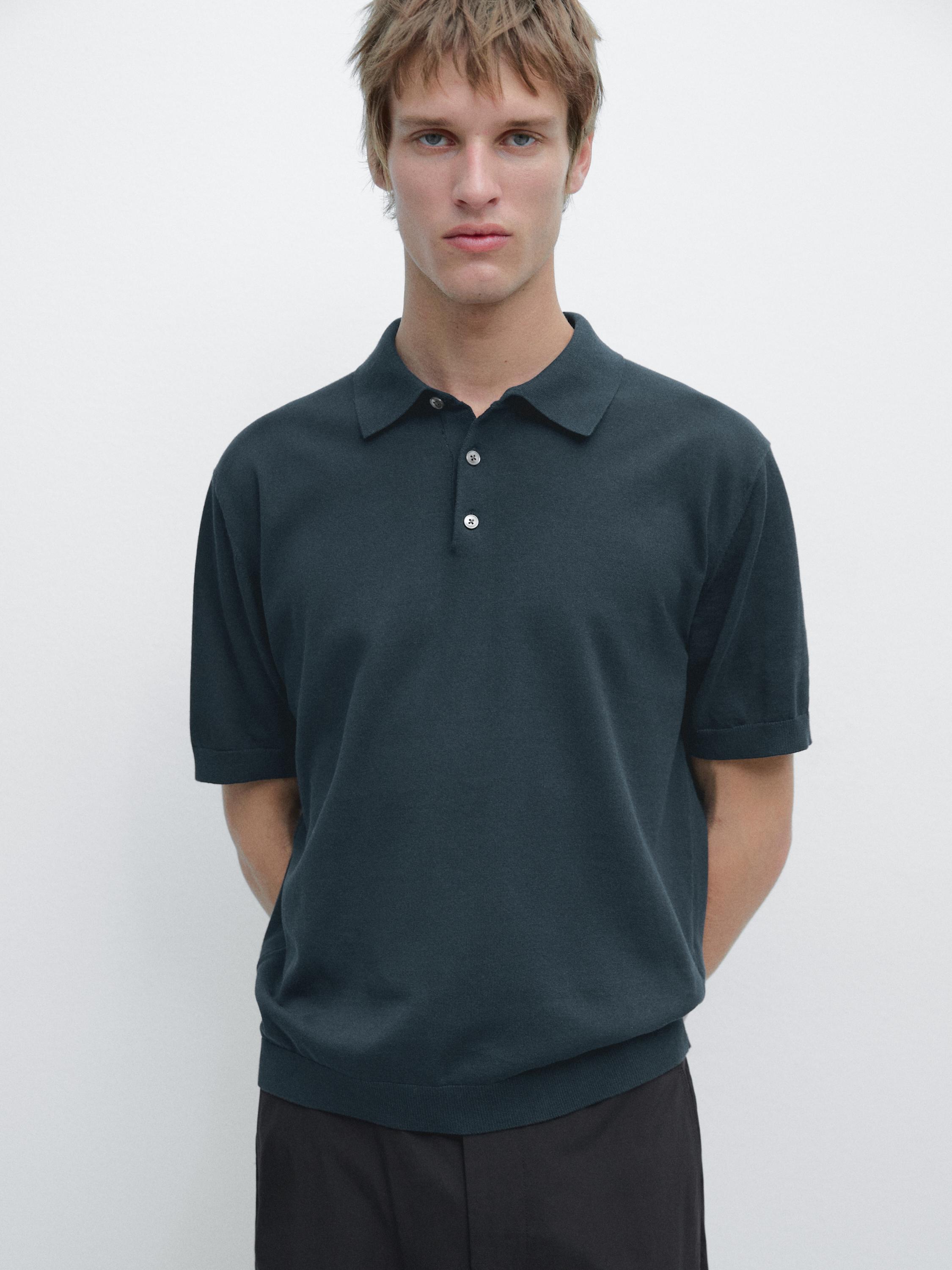 Knit cotton polo shirt
