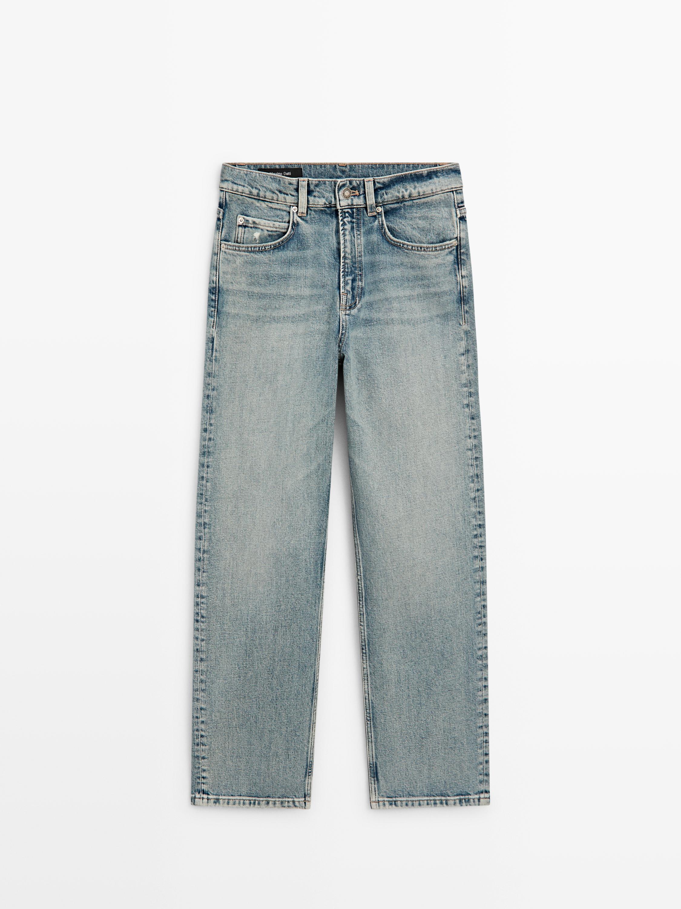 Mid-rise straight-leg jeans