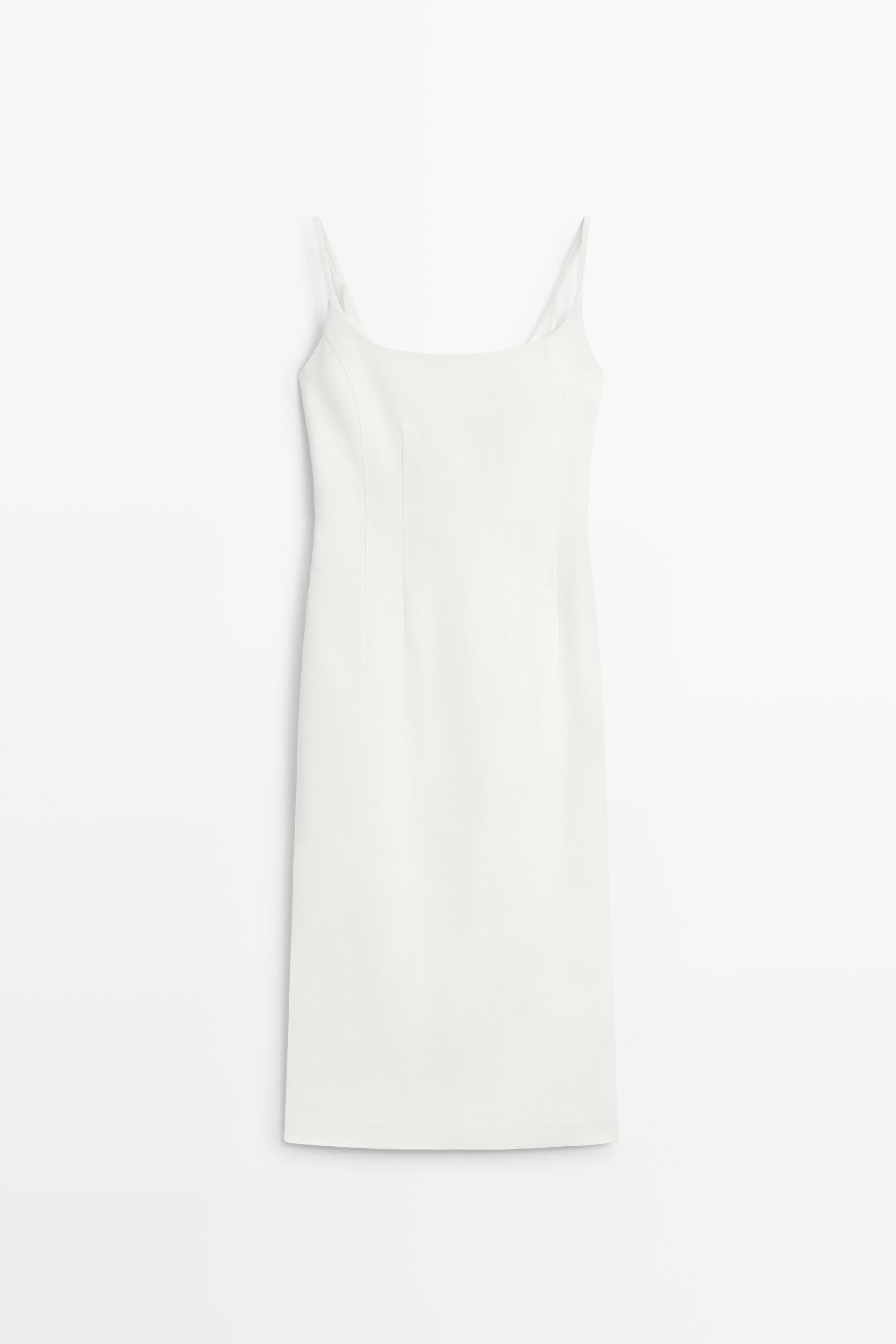Cotton blend stretch midi dress
