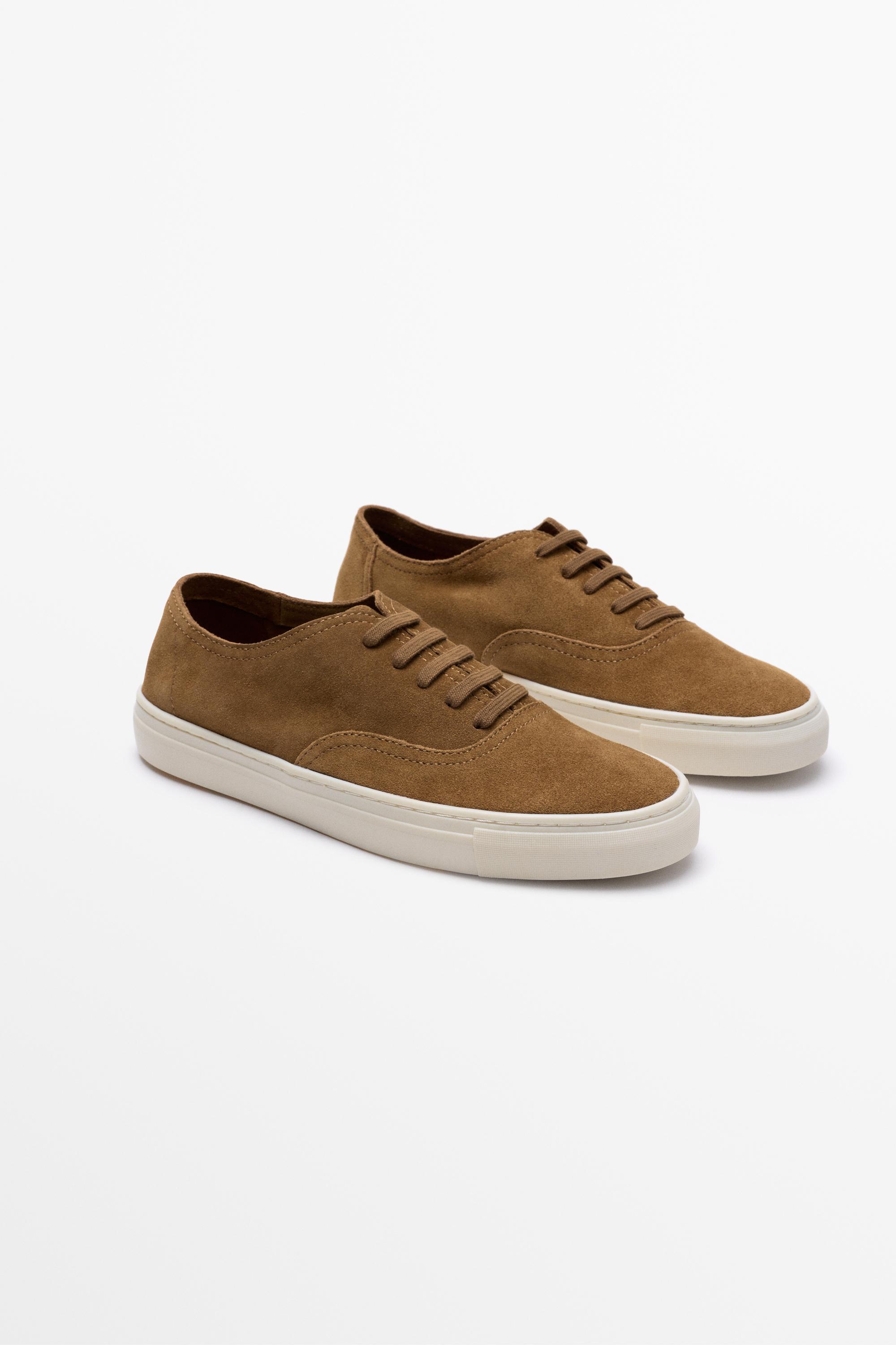 Soft split suede leather sneaker