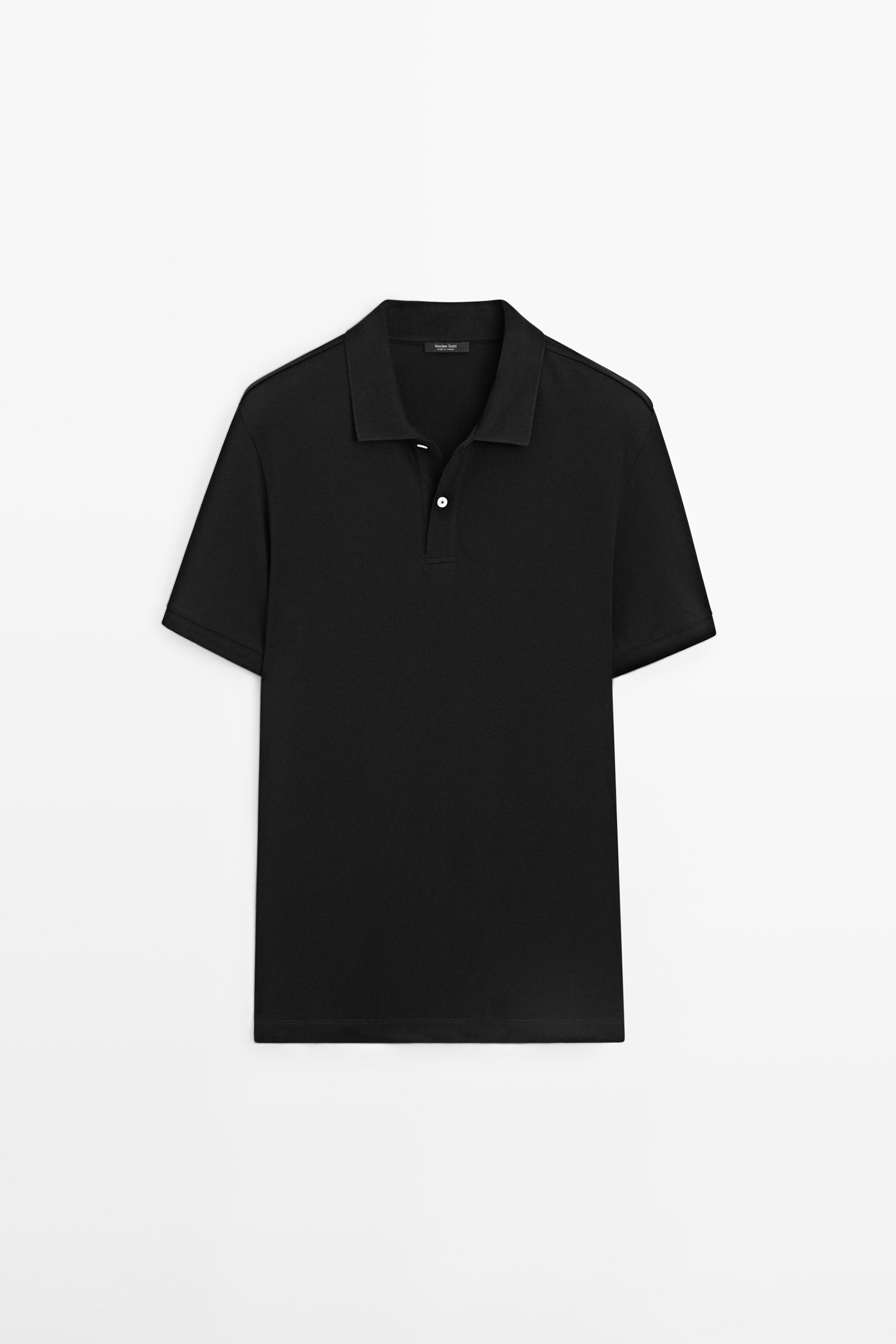 Micro textured cotton piqué polo shirt
