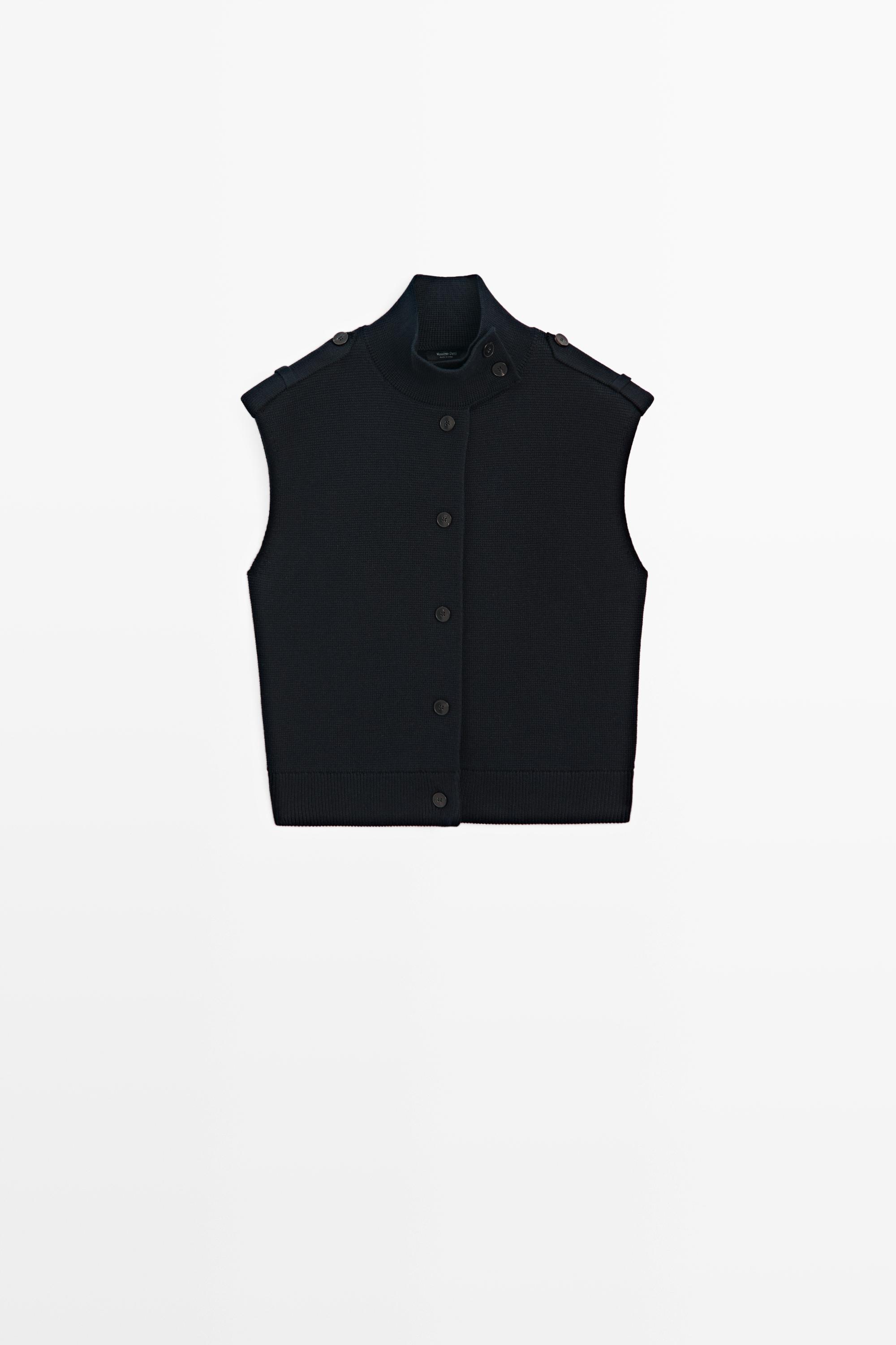 100% cotton mock neck knit vest
