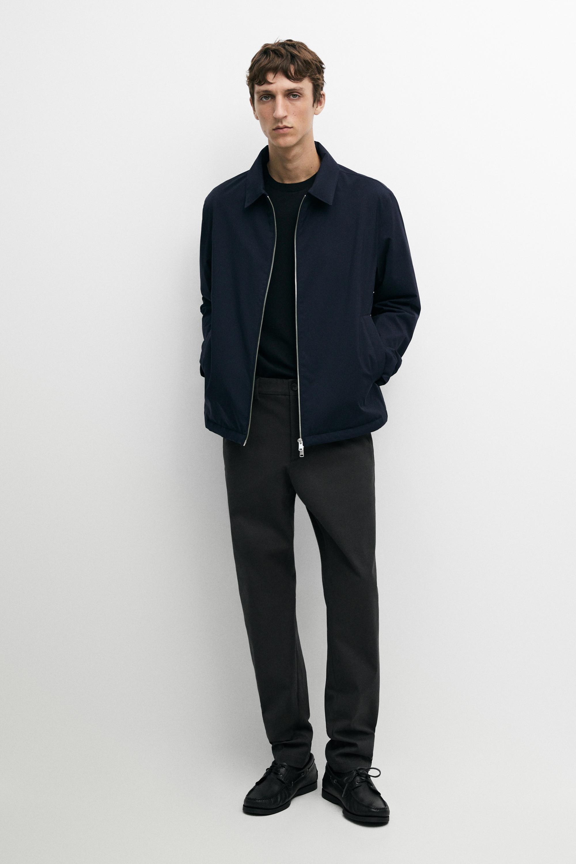 Cotton blend slim fit pants