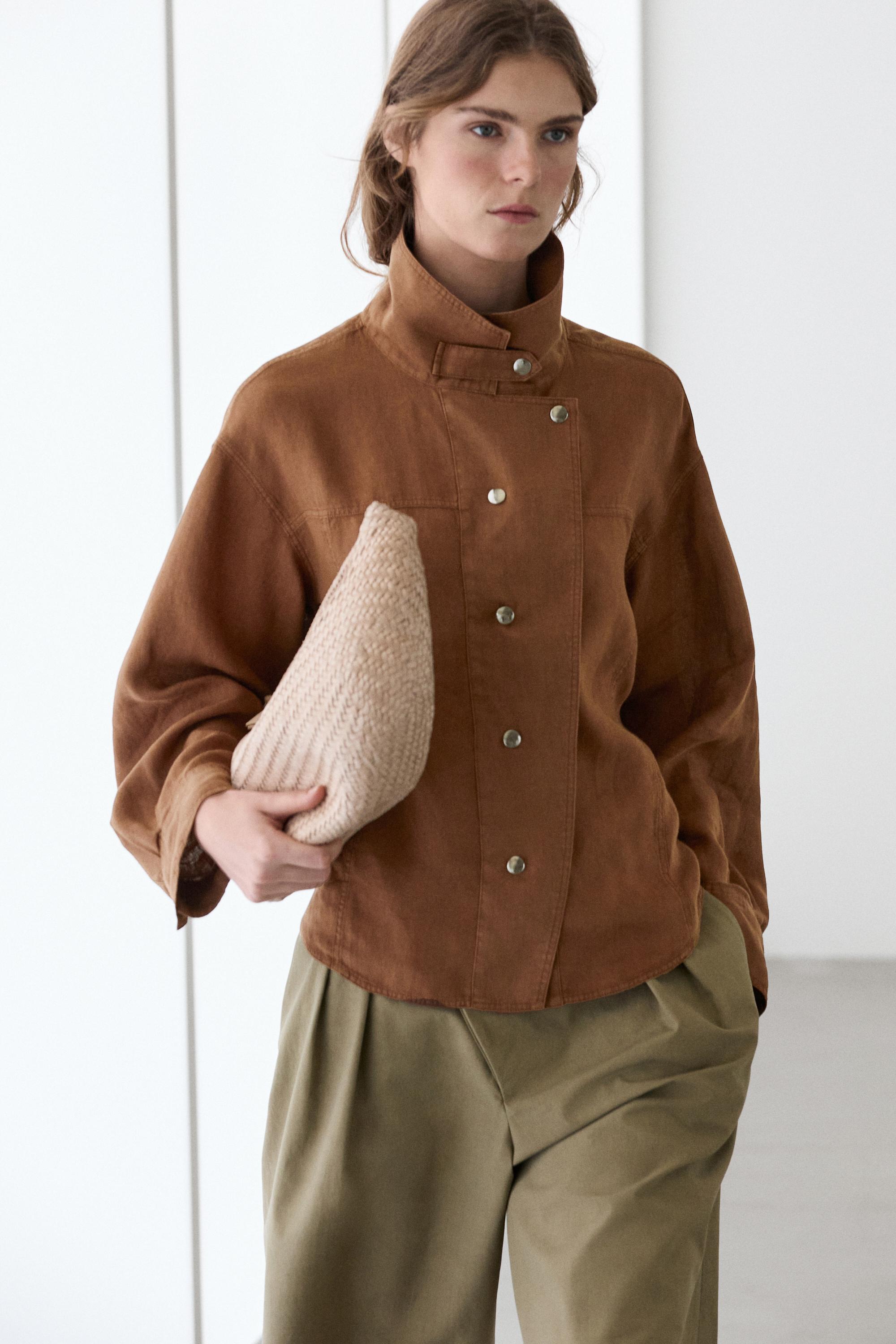 100% linen snap-button shirt
