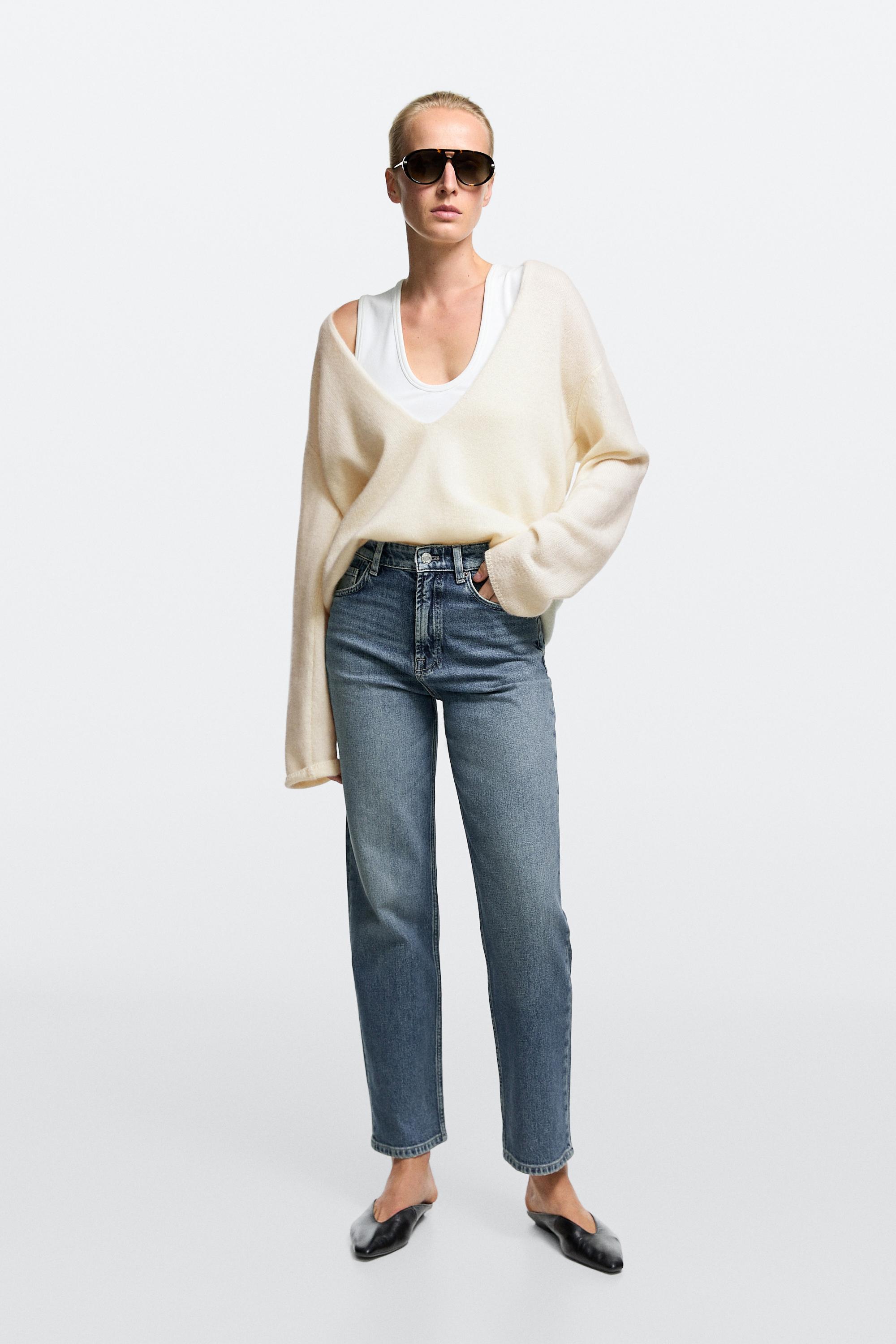 High-waist cropped straight-leg jeans