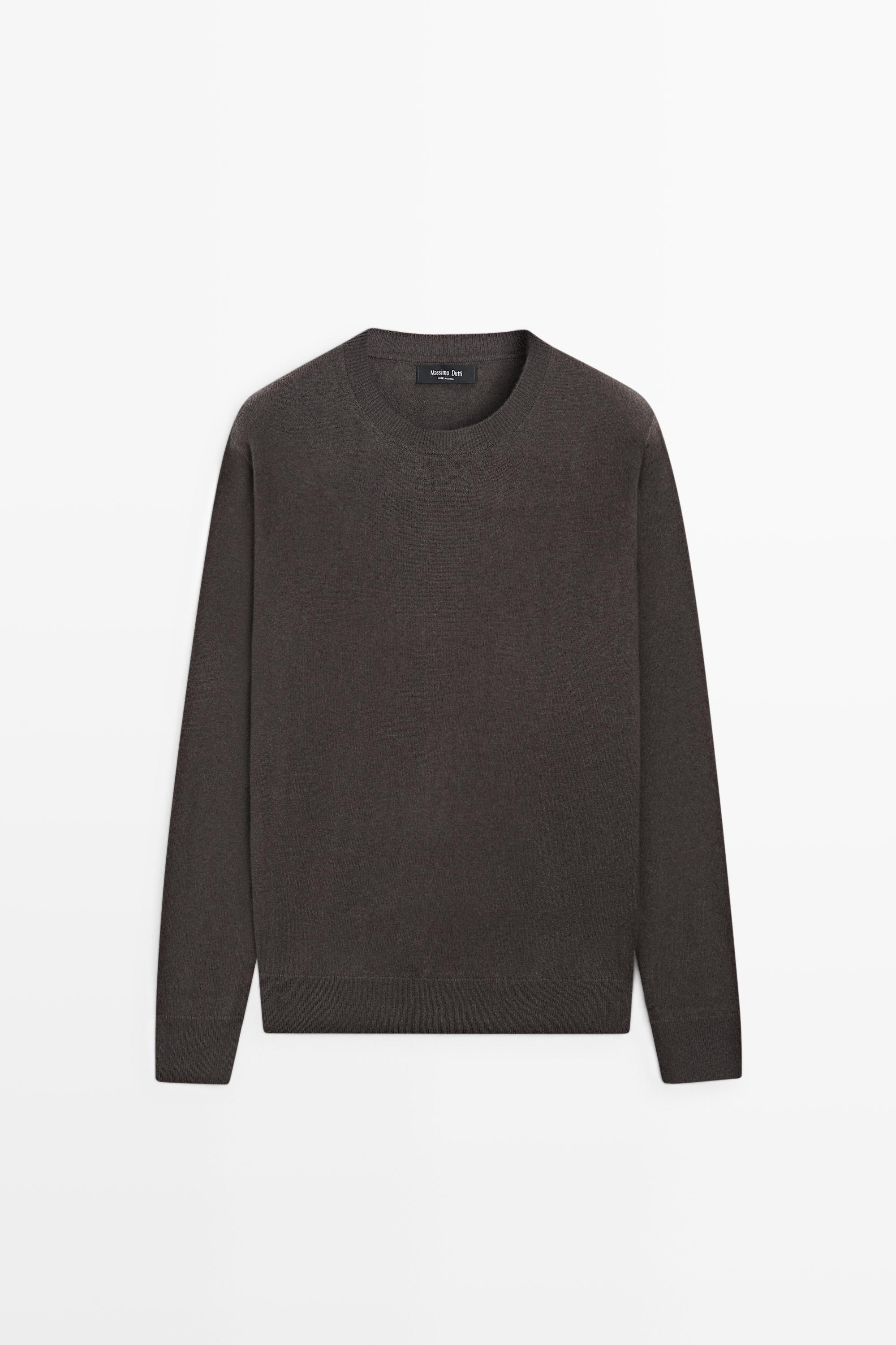Wool blend round neck knit sweater