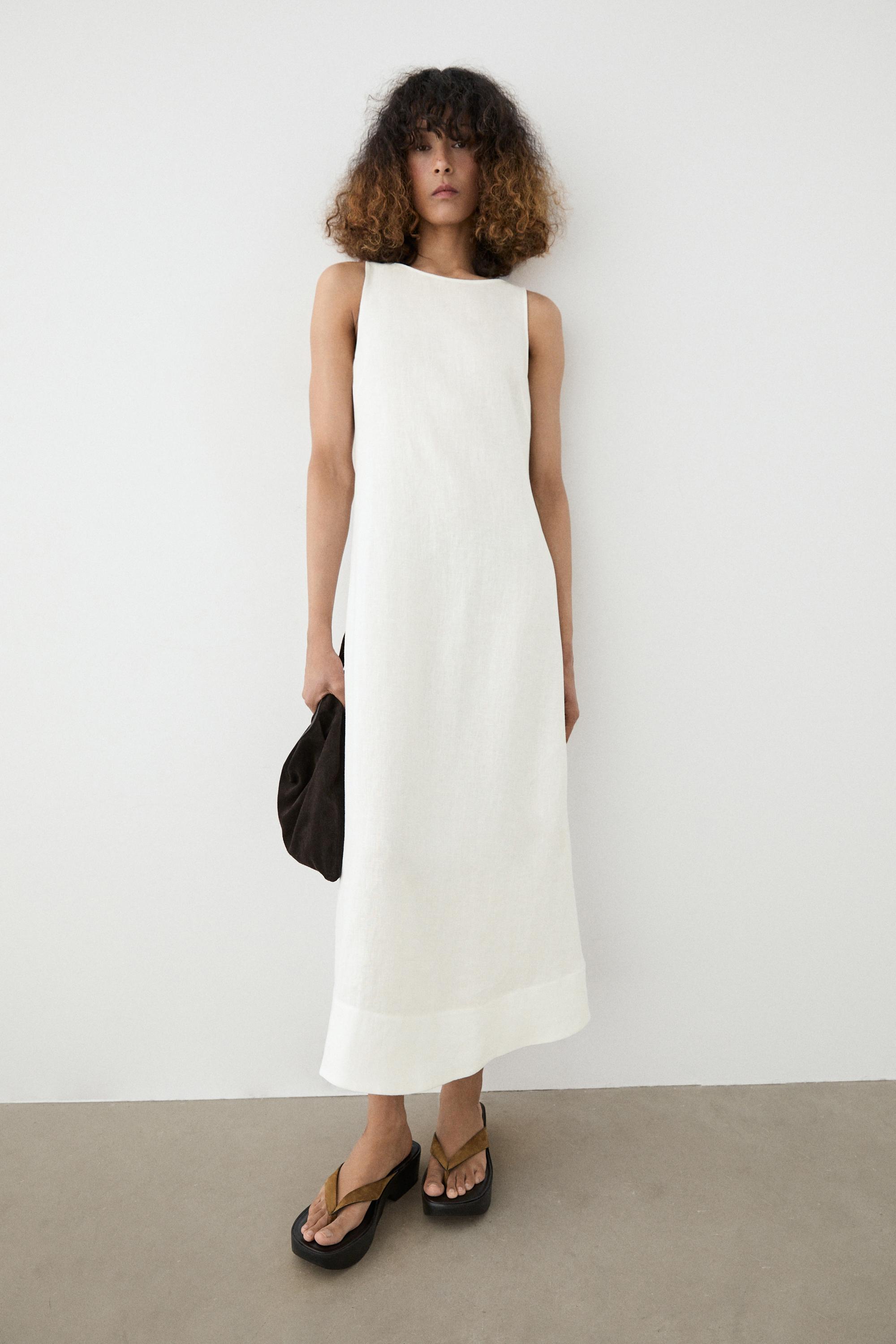 100% linen halter dress