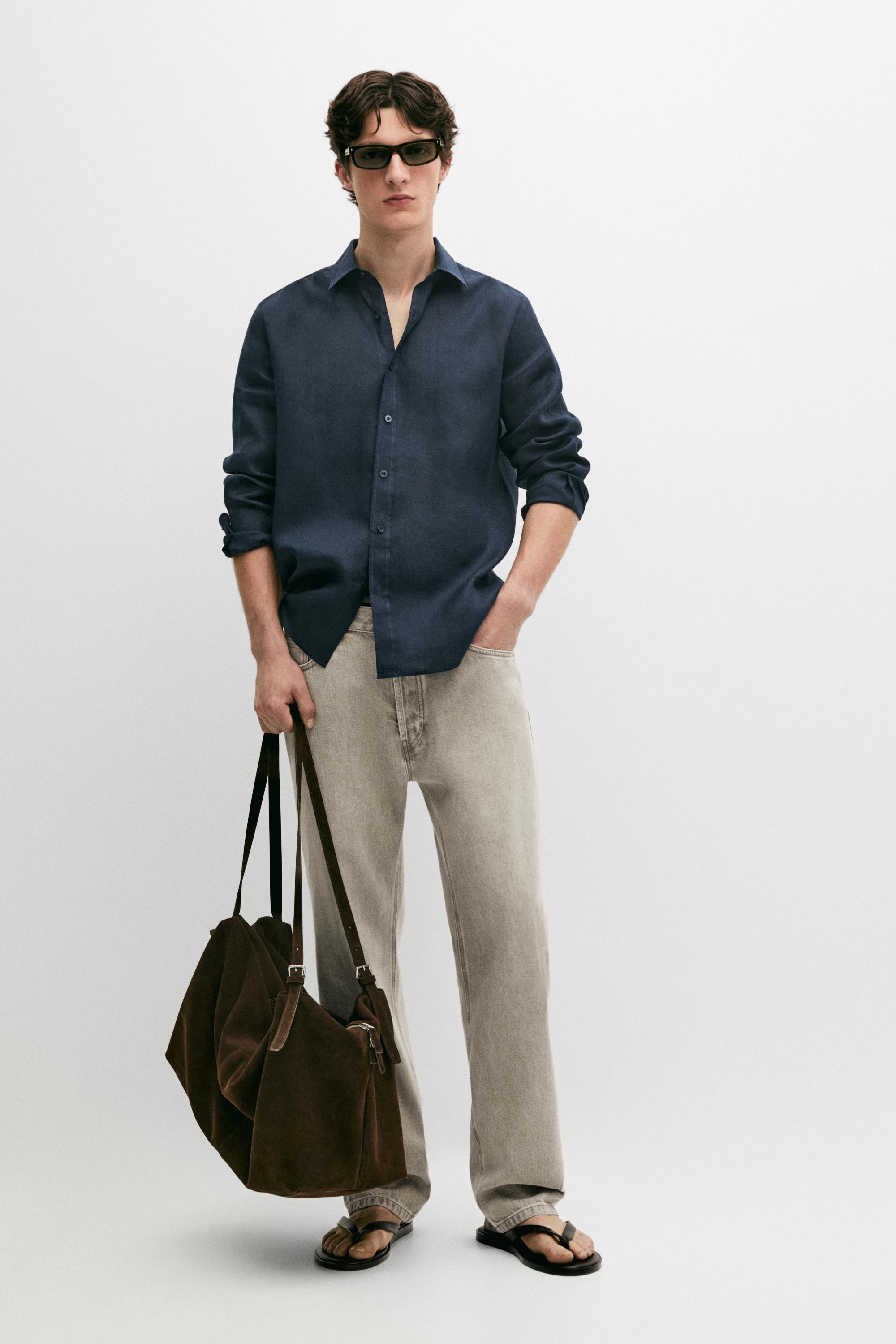 100% linen slim fit shirt