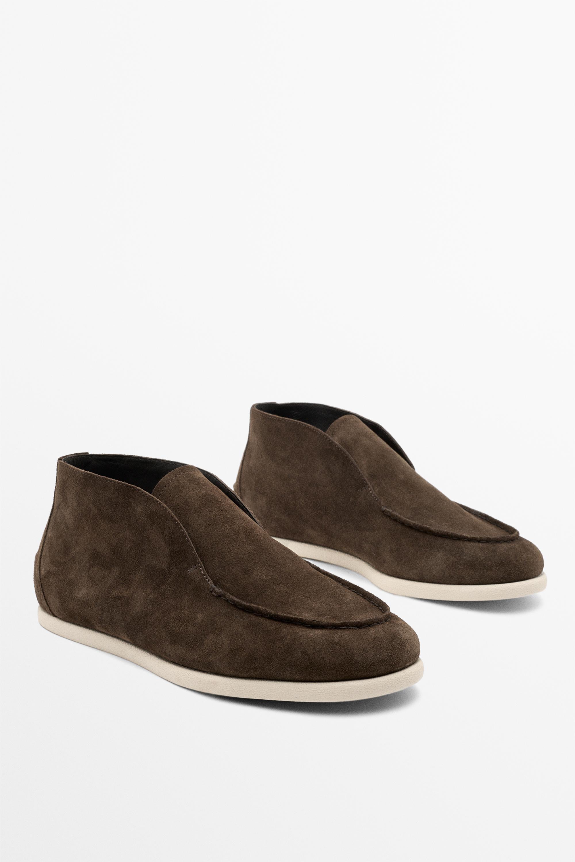 Split suede leather ankle loafer