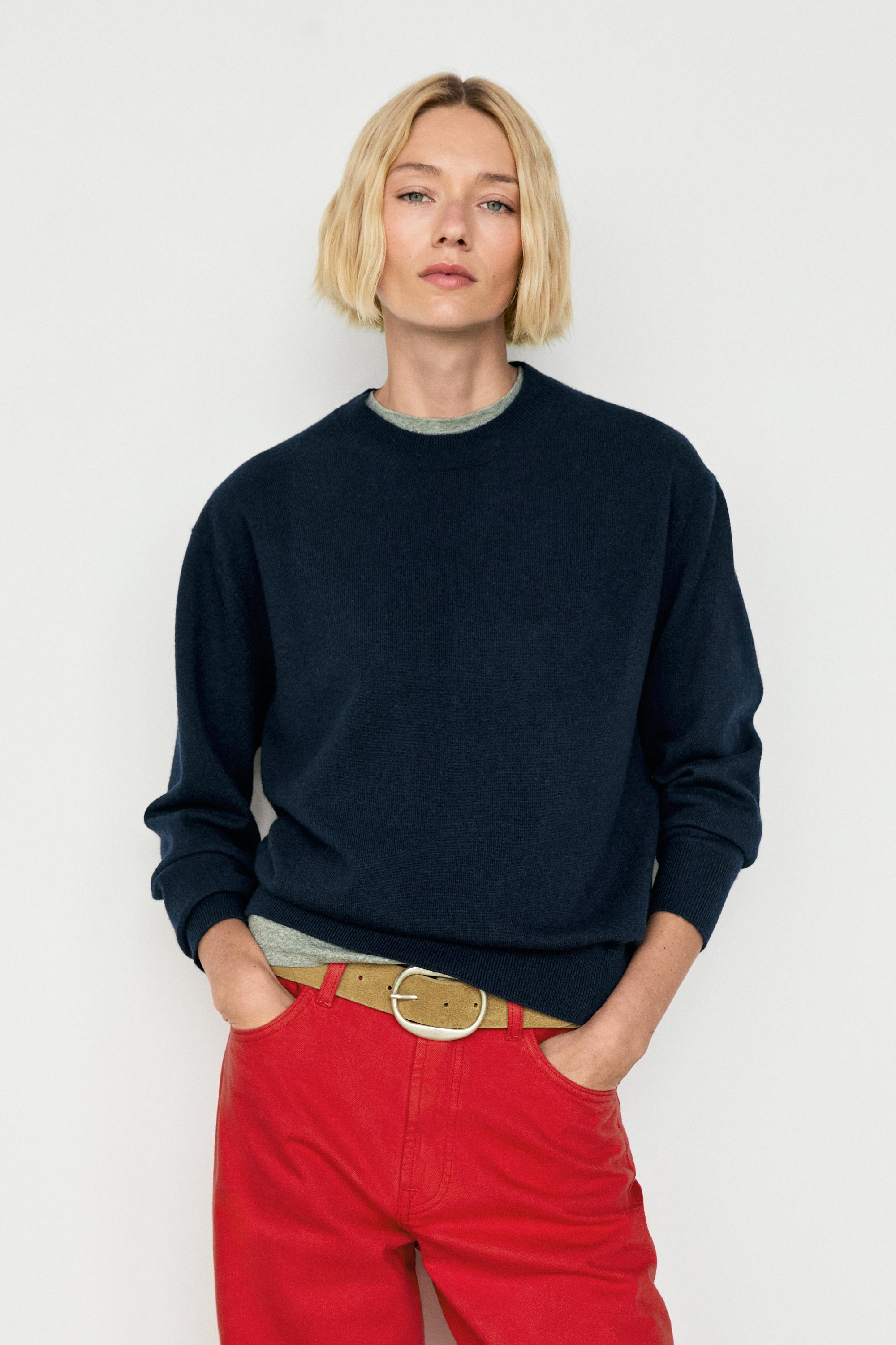 100% cashmere long sleeve sweater