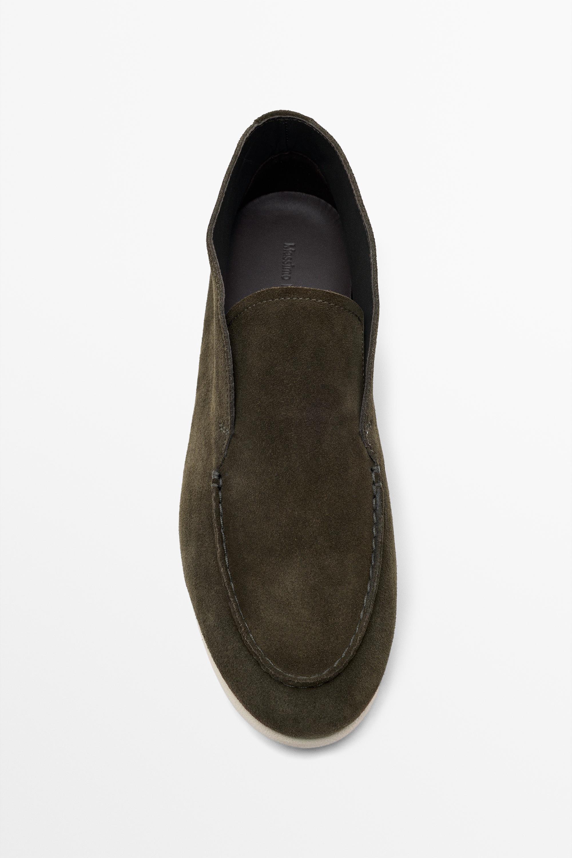 Split suede leather ankle loafer