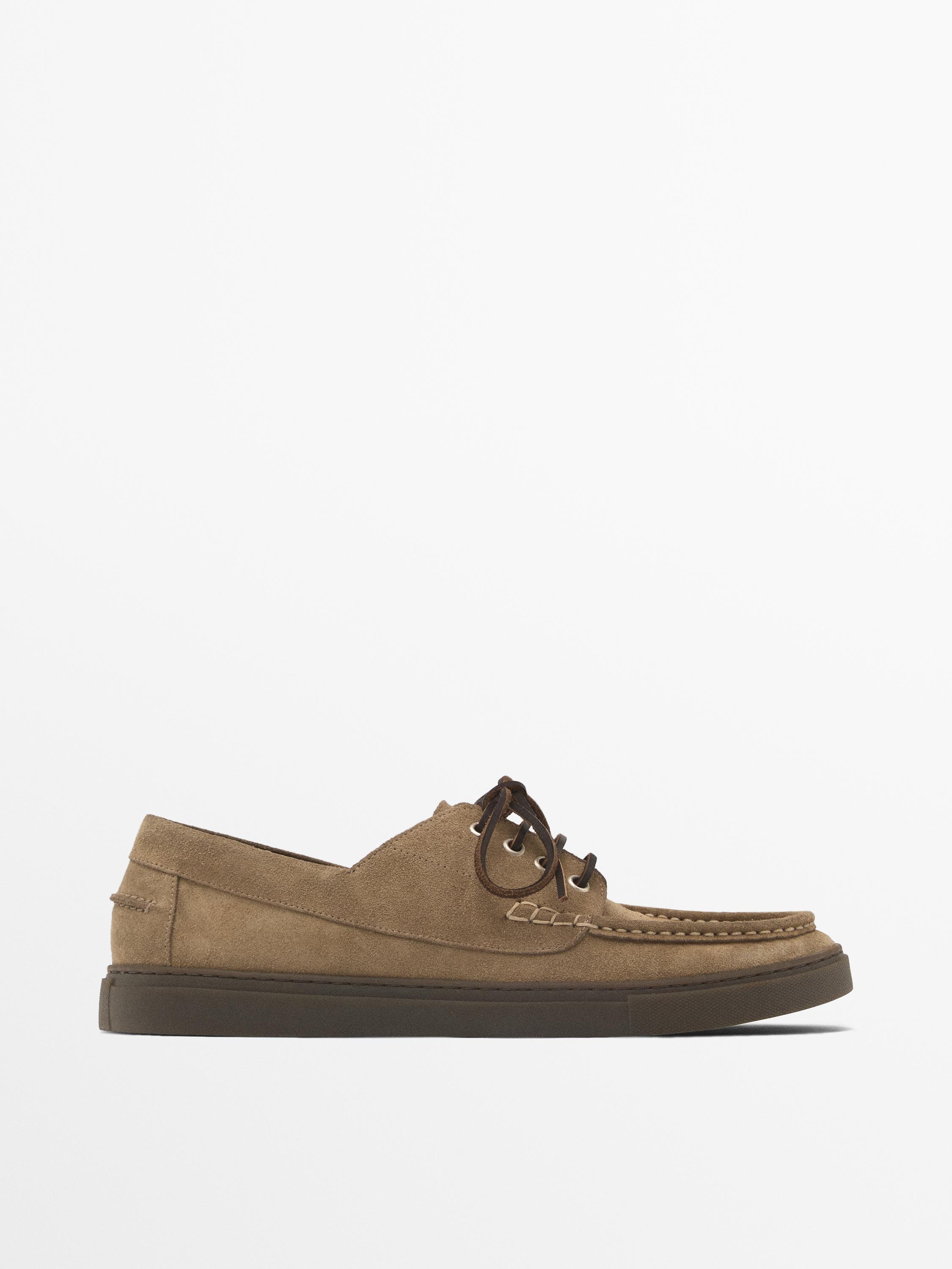 Split suede deck shoes