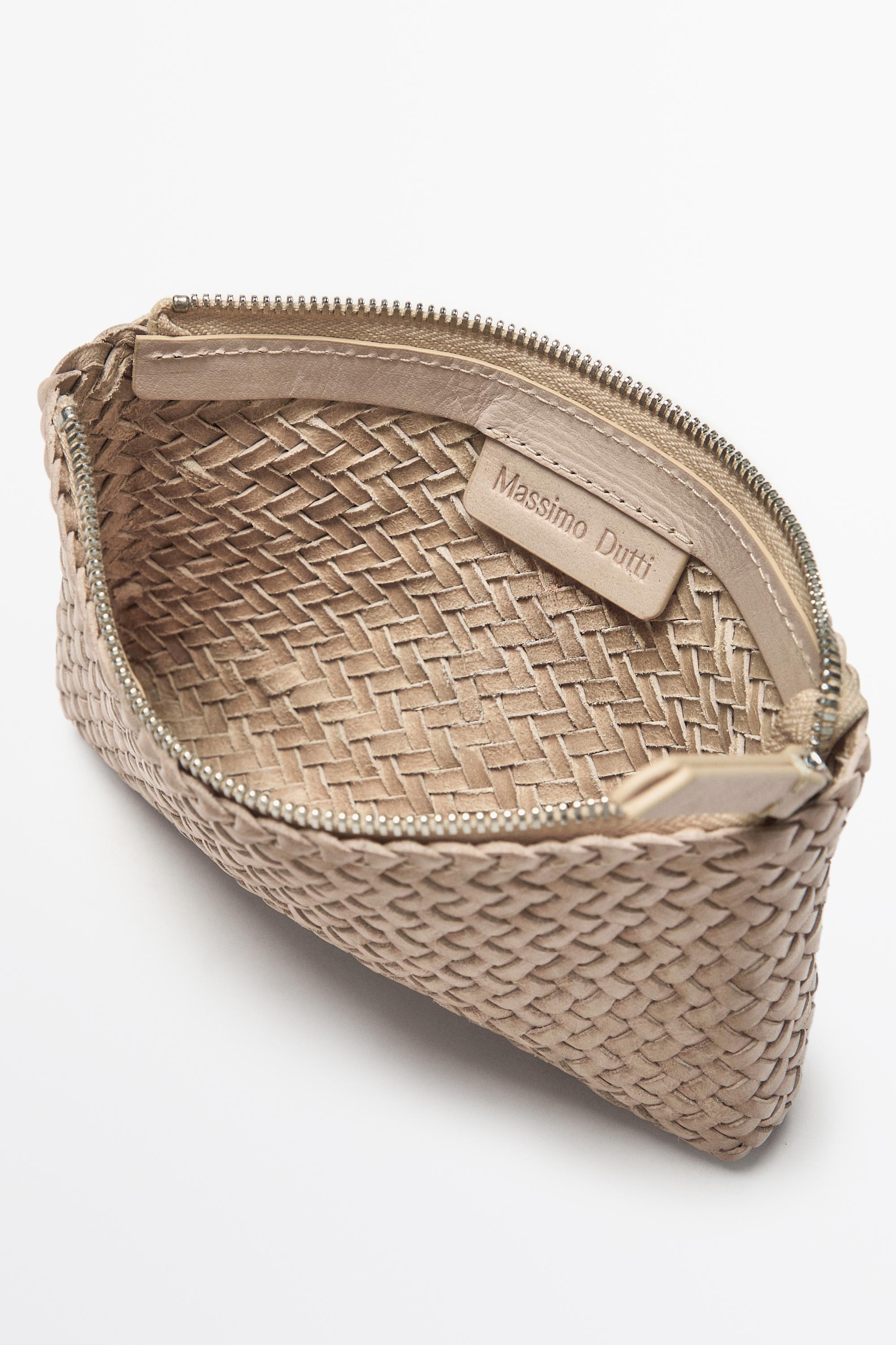 Braided nappa leather pouch bag
