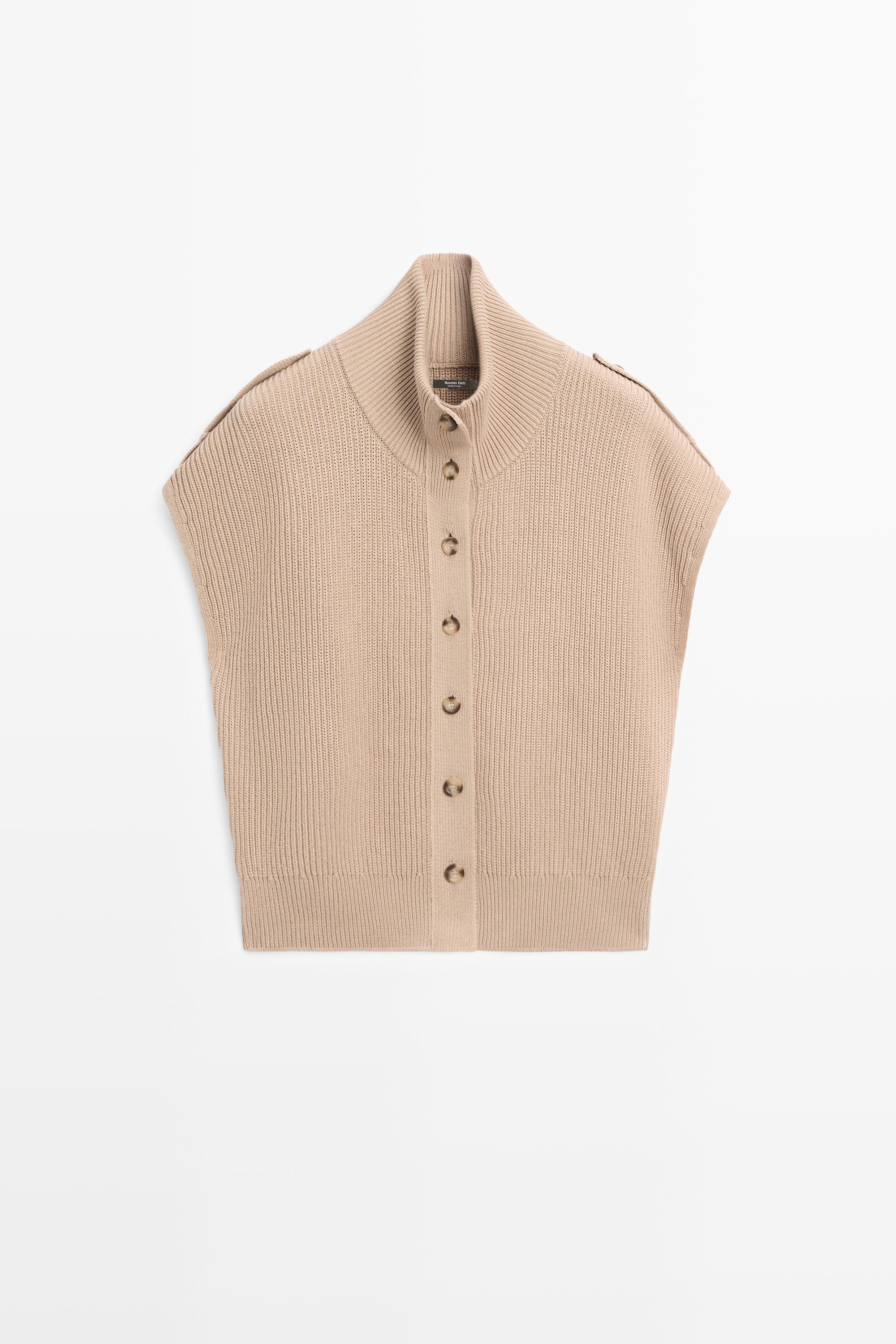 100% cotton button-detail knit vest