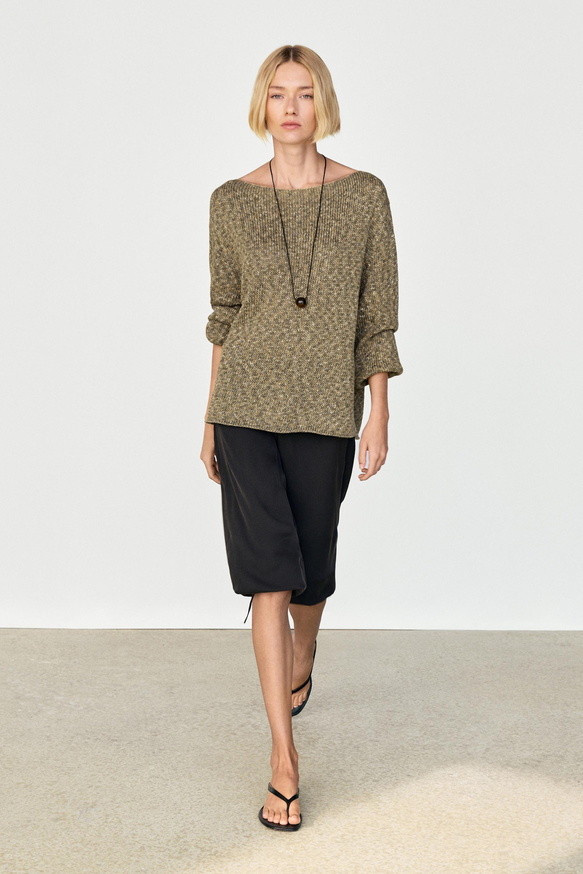 Cotton boat neck sweater