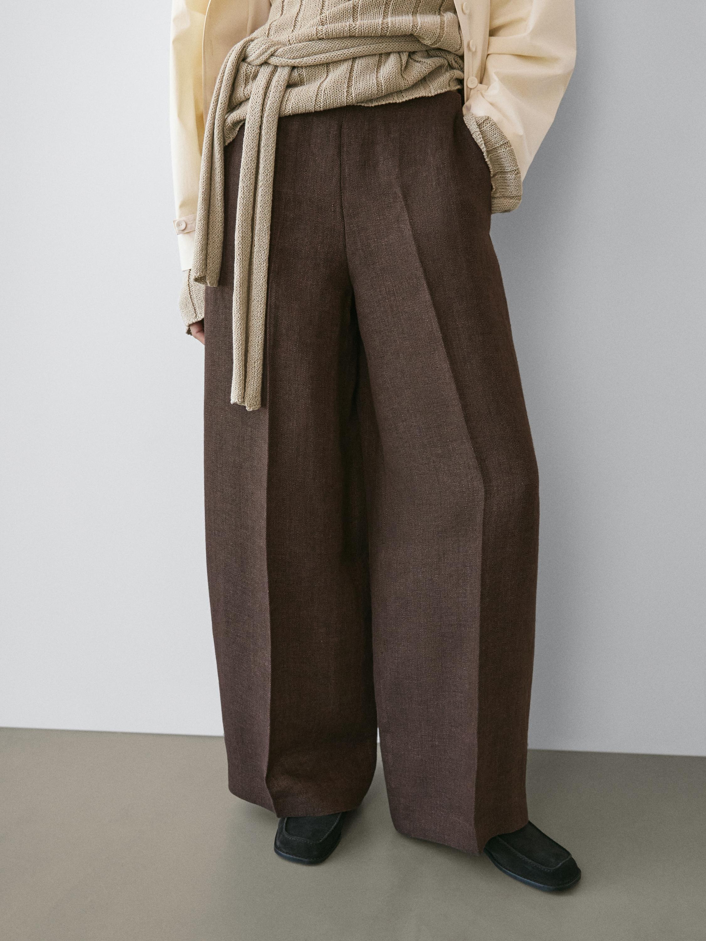 Flowing linen suit trousers