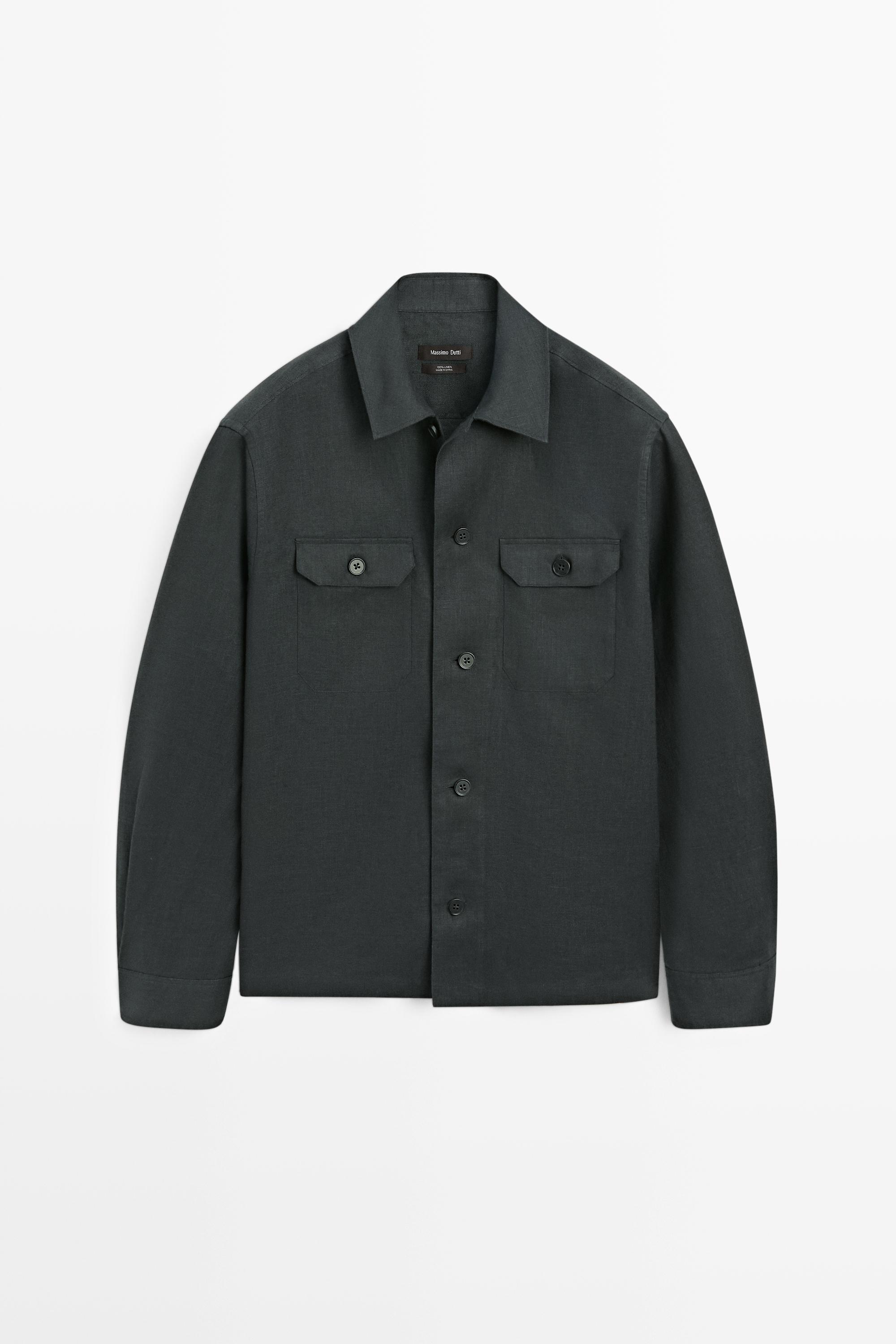 Total look linen overshirt with pockets